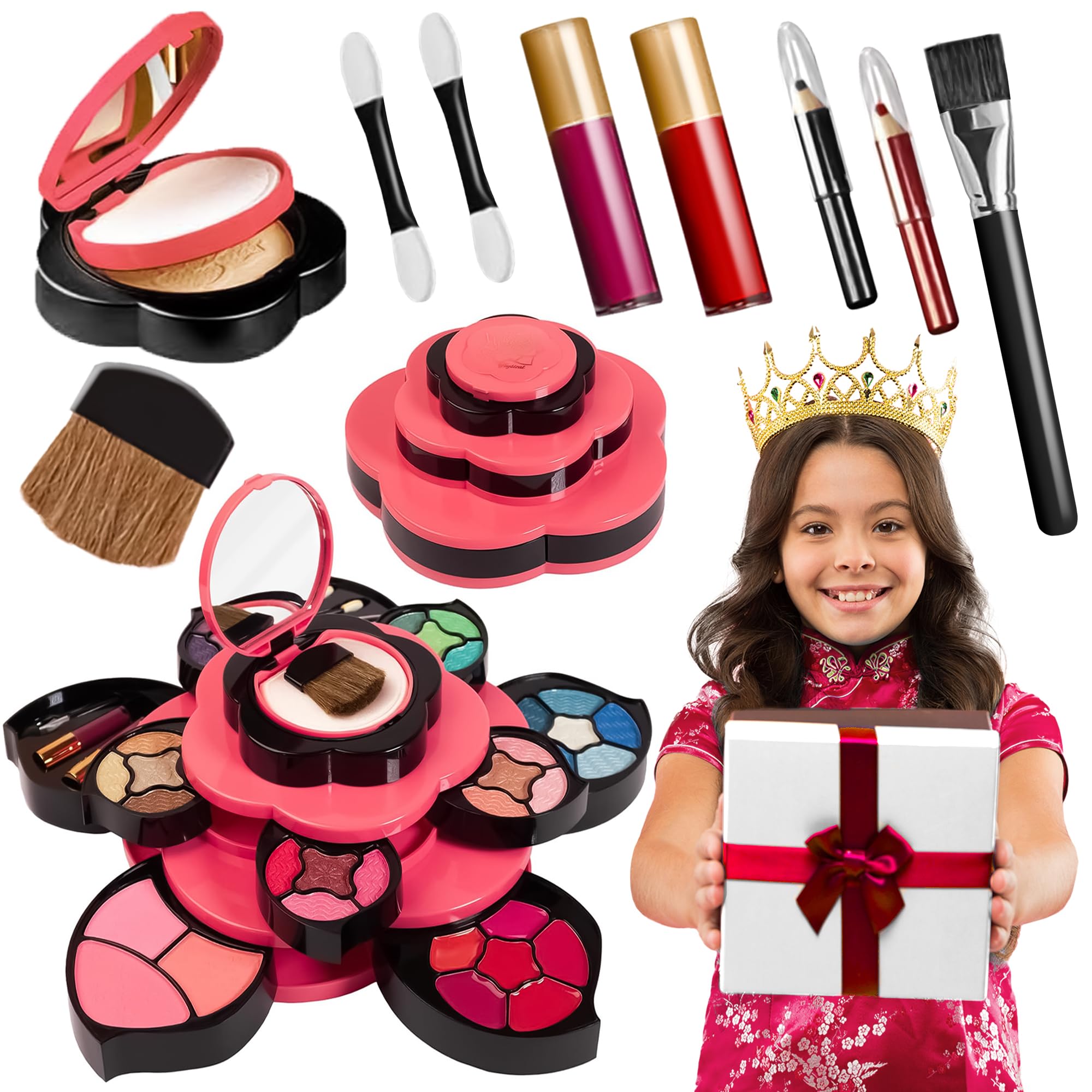 Toysical Makeup Kit for Teens - Flower Palette Gift Set for Teen Girls and Women - Makeup for Girls 10-12 - Petals Expand to 3 T