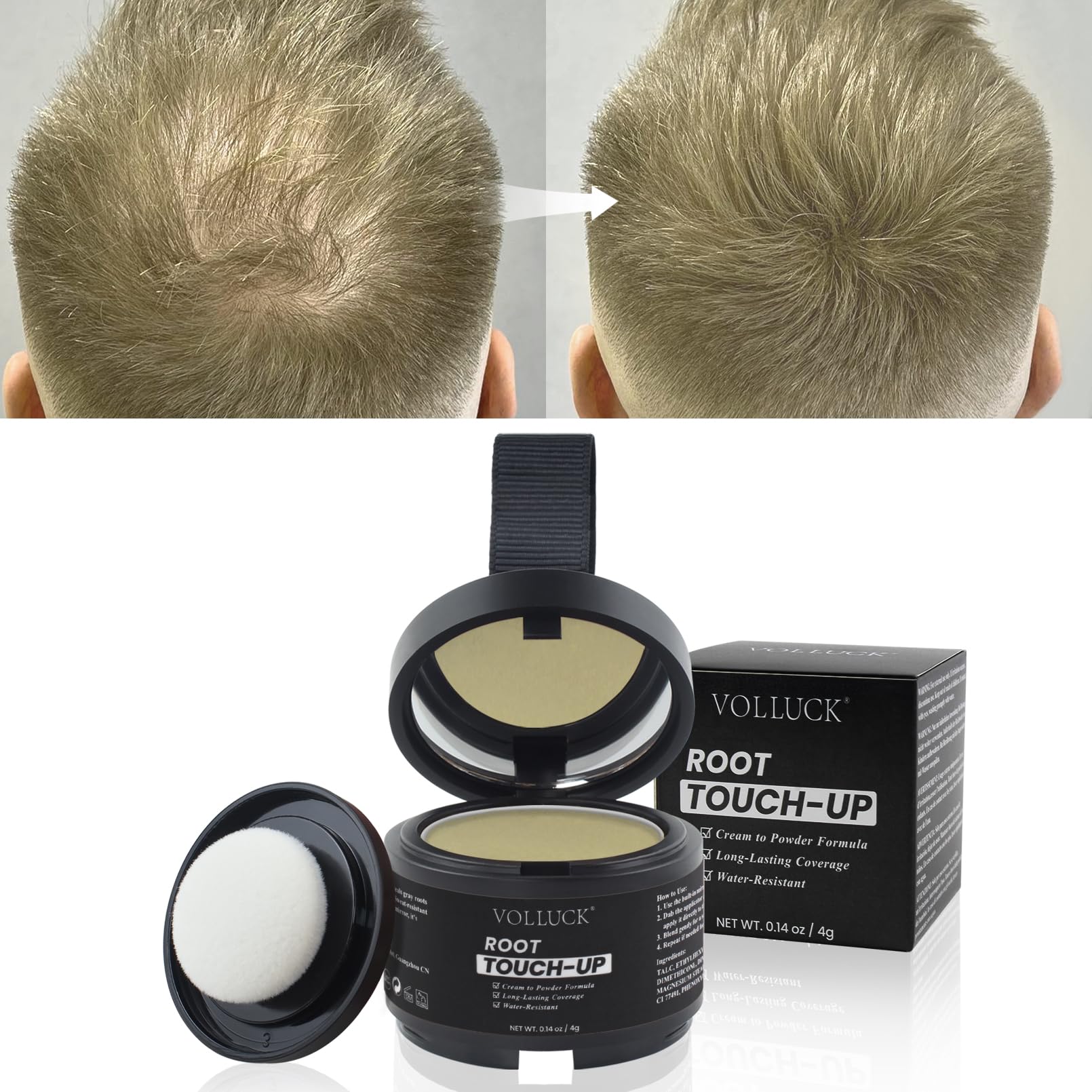 VOLLUCK Root Touch up Powder, Hairline Powder for Thinning Hair Med Blonde