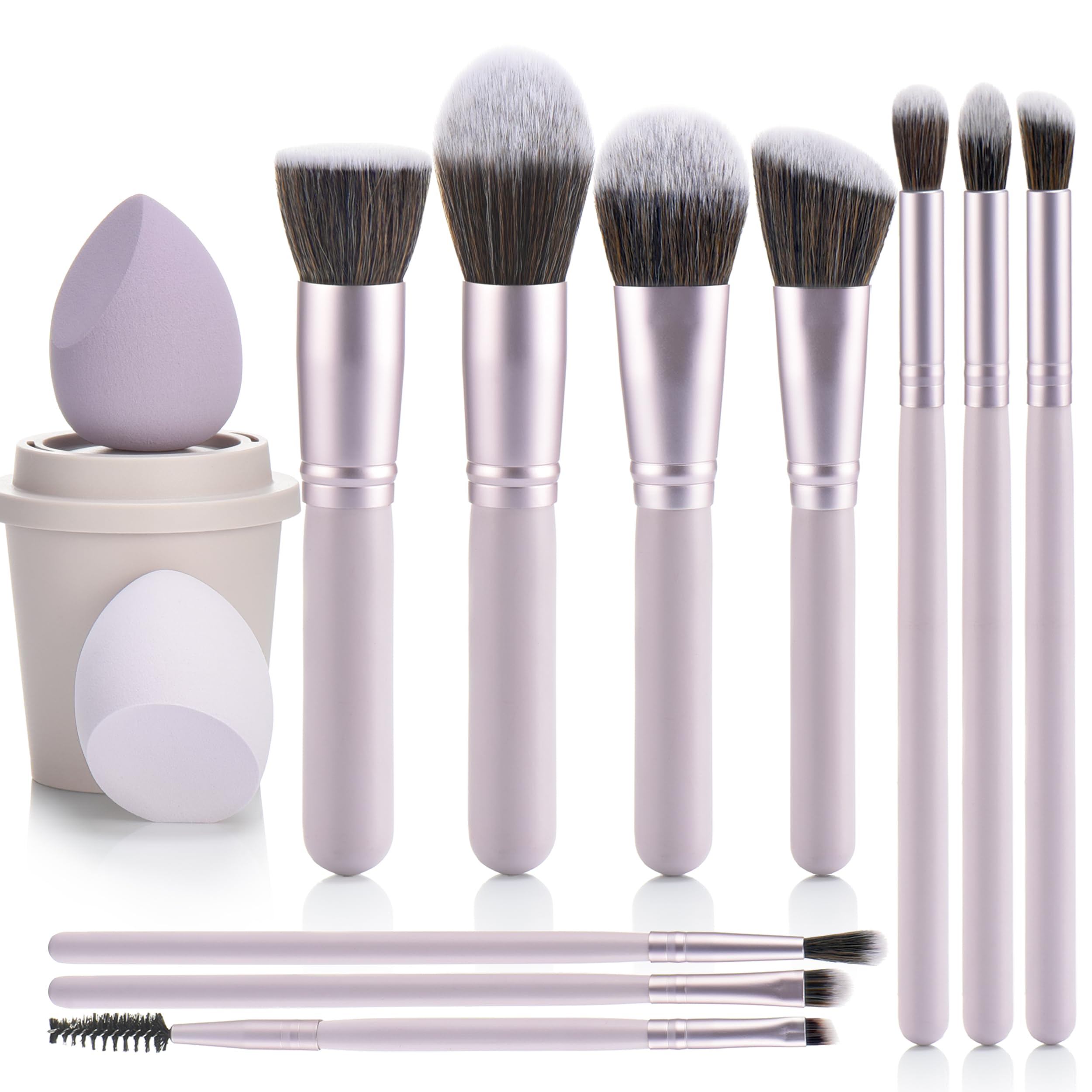 Soft 10Pcs Makeup Brushes And Sponges With Drying/Storage CaseS,Make up Brushes For Girls,Makeup Brush Sets For Women,For Powder