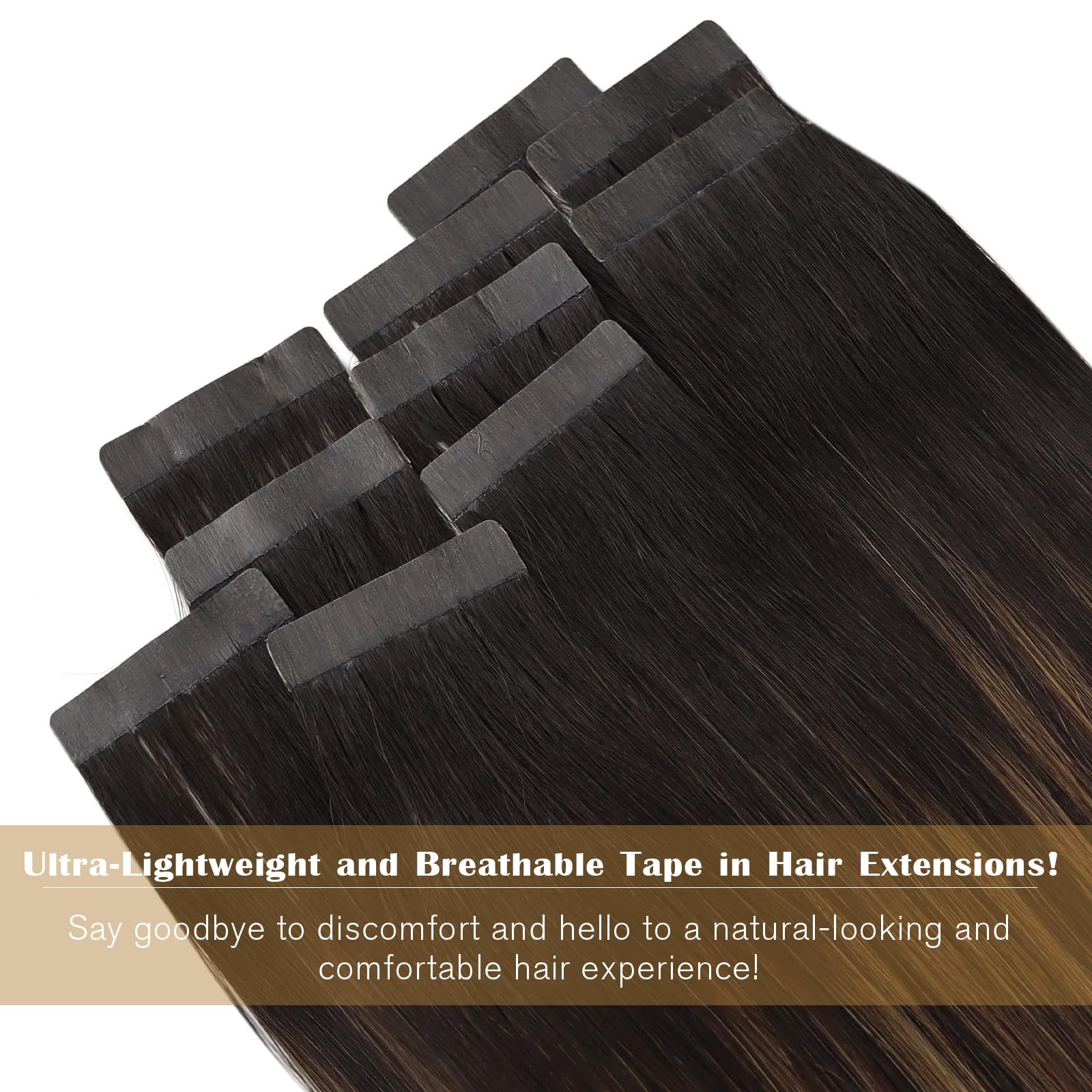 Ve Sunny Brown Tape In Hair Extensions Invisible Tape In Extensions Human Hair Dark Brown Mixed Medium Brown Balayage Tape In Hu