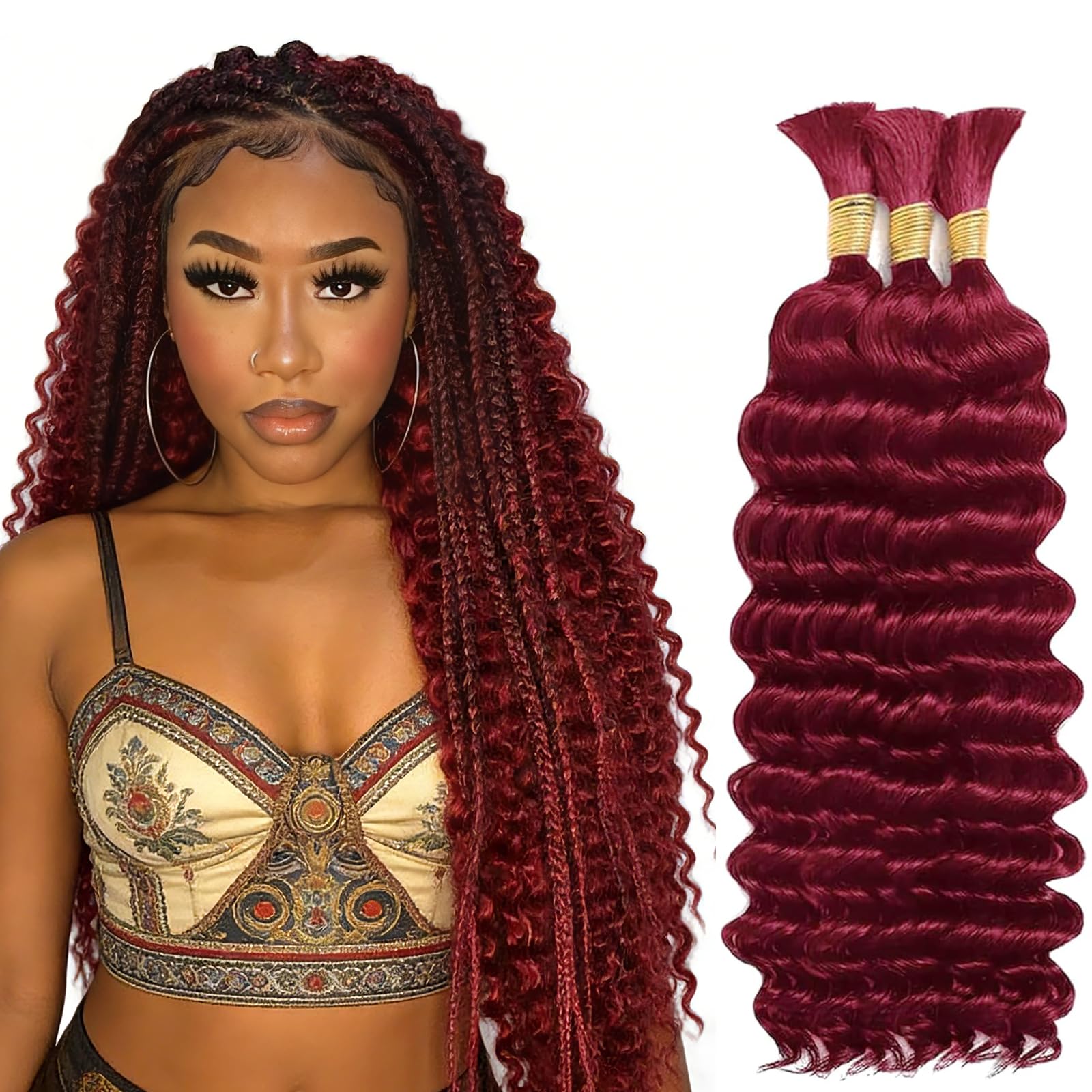 99J Burgundy 150g 20 Inch,boho human hair,Human Braids, Boho Braids,