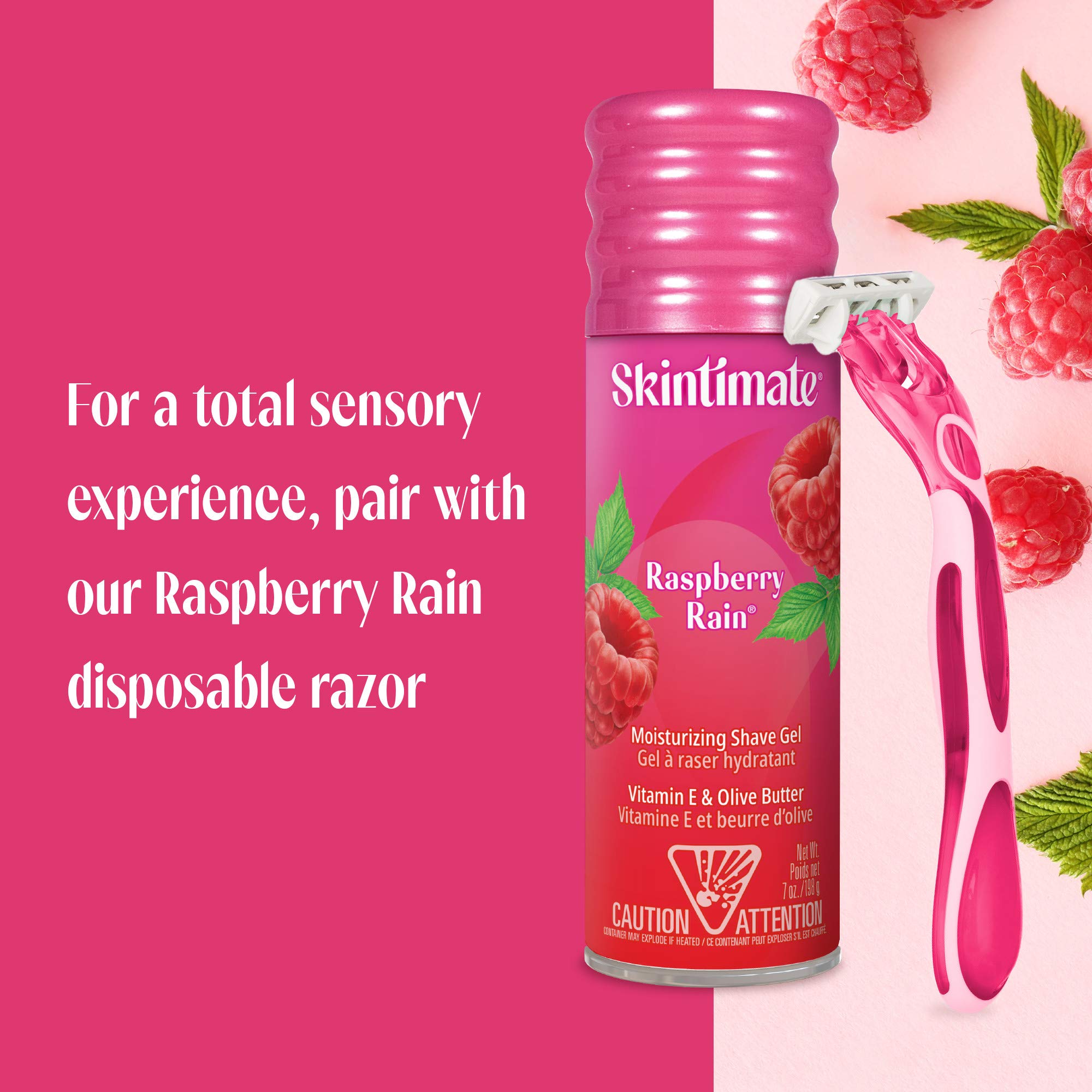 Skintimate Signature Scents Moisturizing Shave Gel For Women Raspberry Rain With Vitamin E And Olive Butter - 2.75 Ounce(Packagi