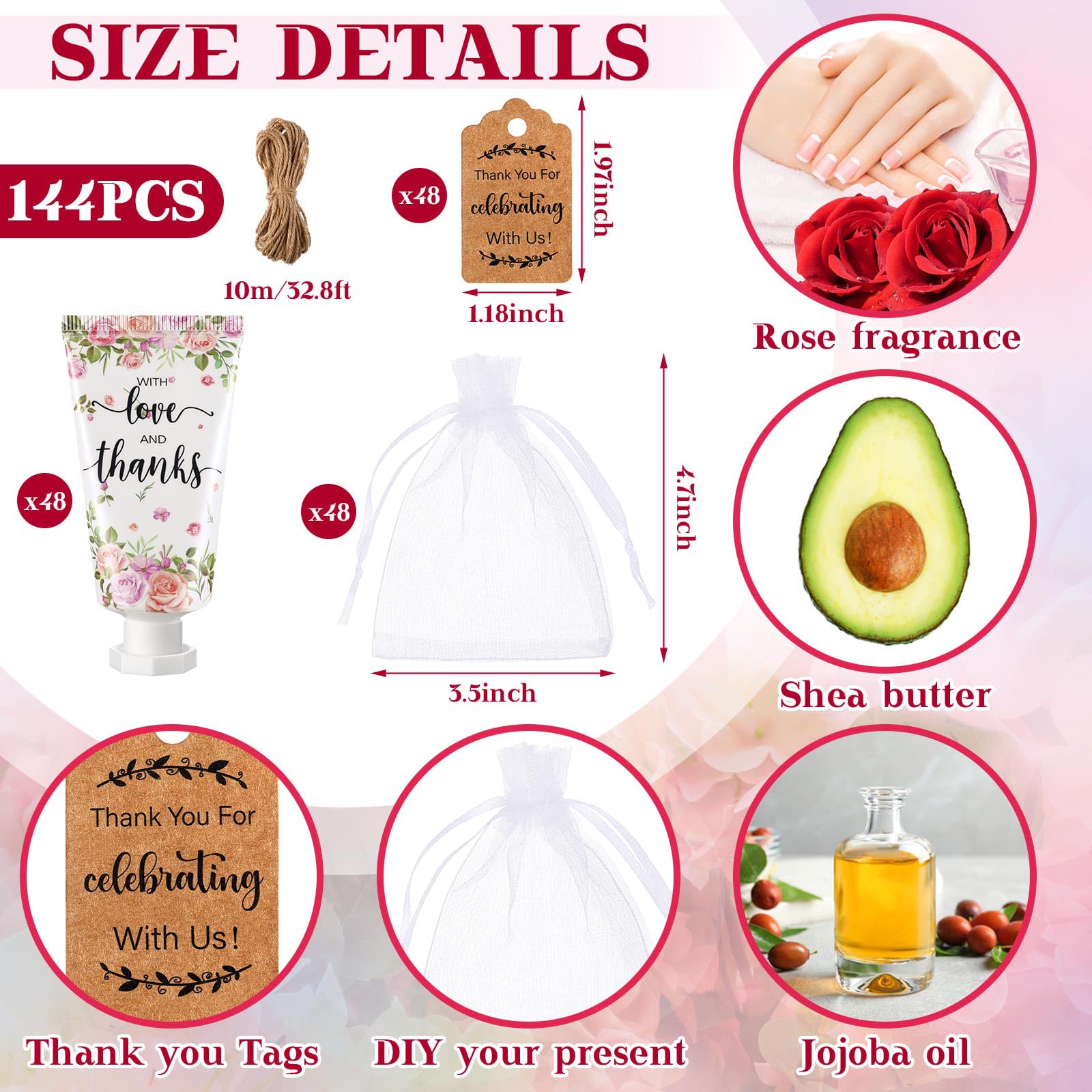 Dansib 48 Sets Baby Shower Hand Cream Party Favors for Guests Gift Bulk Travel Size Hand Lotion Set for Baby Shower Wedding Chri