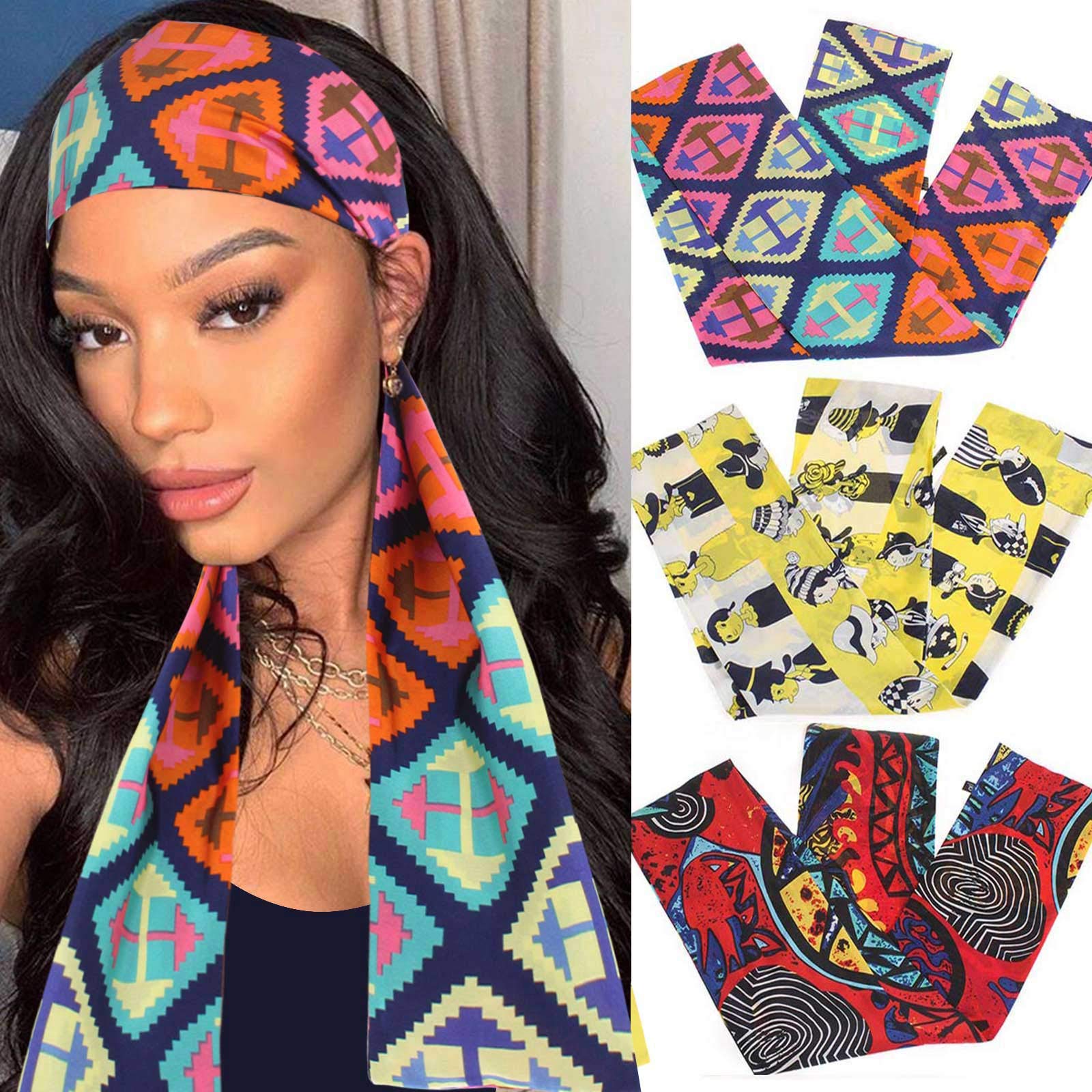 Xtrend 3Pcs Satin Edge Laying Scarf Wrap for Wig Non Slip Hair Wrap Silk Stain Women Headbands for Edge Contral Baby Hair