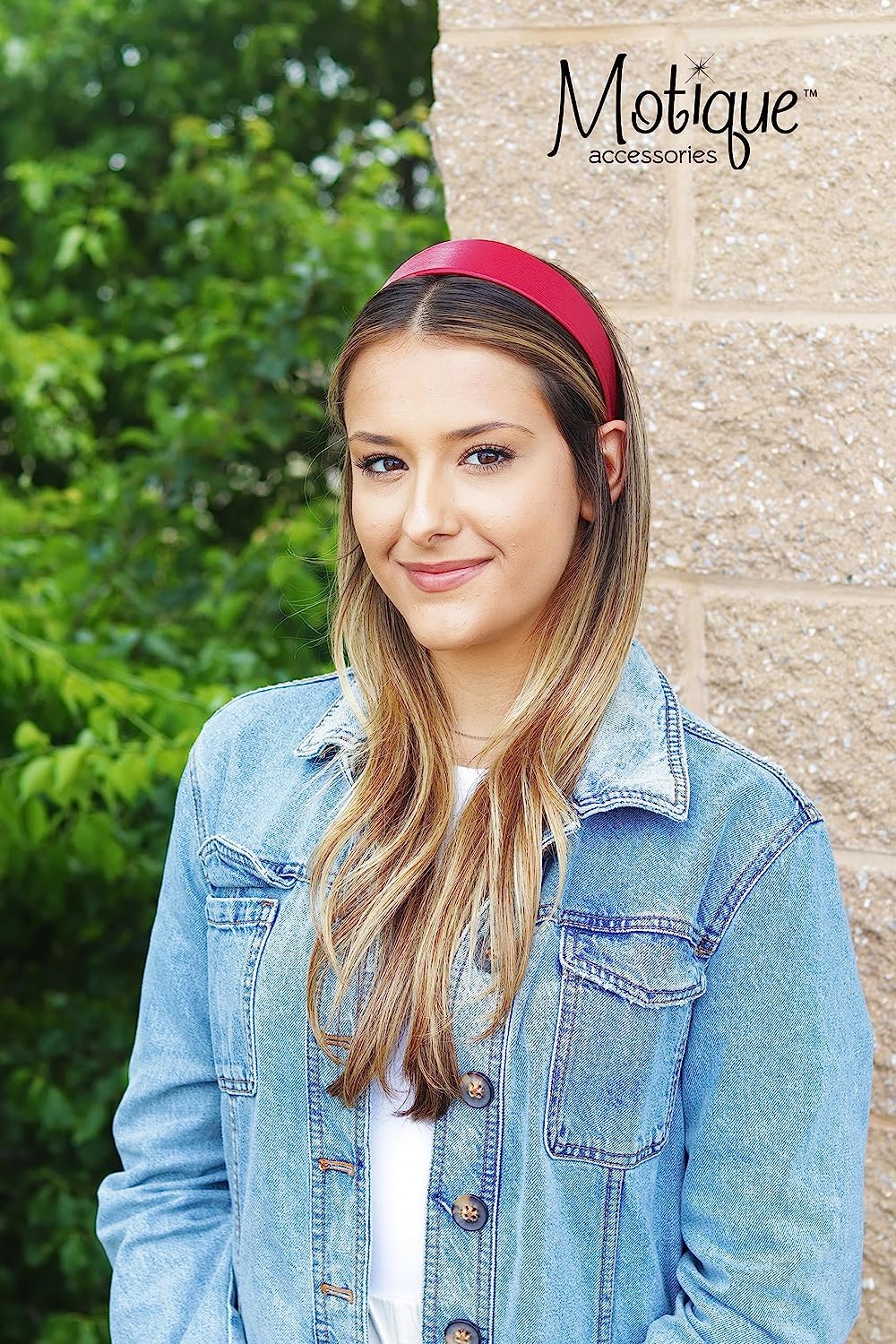 2 Inch Wide Leather Like Headband Solid Hair band for Women and Girls - Bright Red