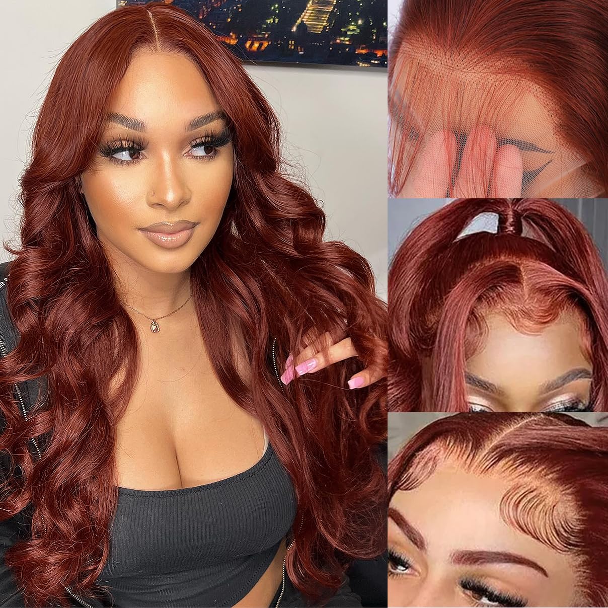 20 Inch Reddish Brown Lace Front Wigs Human Hair 13  6 HD Lace Body Wave Aubrun Brown Front Wig Pre Plucked Red Human Hair Color