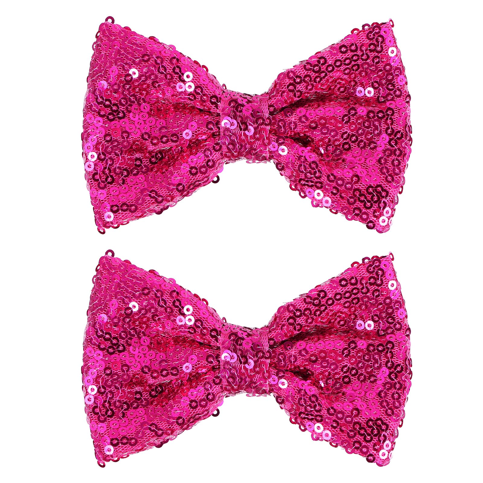 4'' Hot Pink Sparkly Glitter Sequin Hair Bows Clips for Toddler Girls Valentines Christmas Birthday Gift Party Dress Outfit Deco