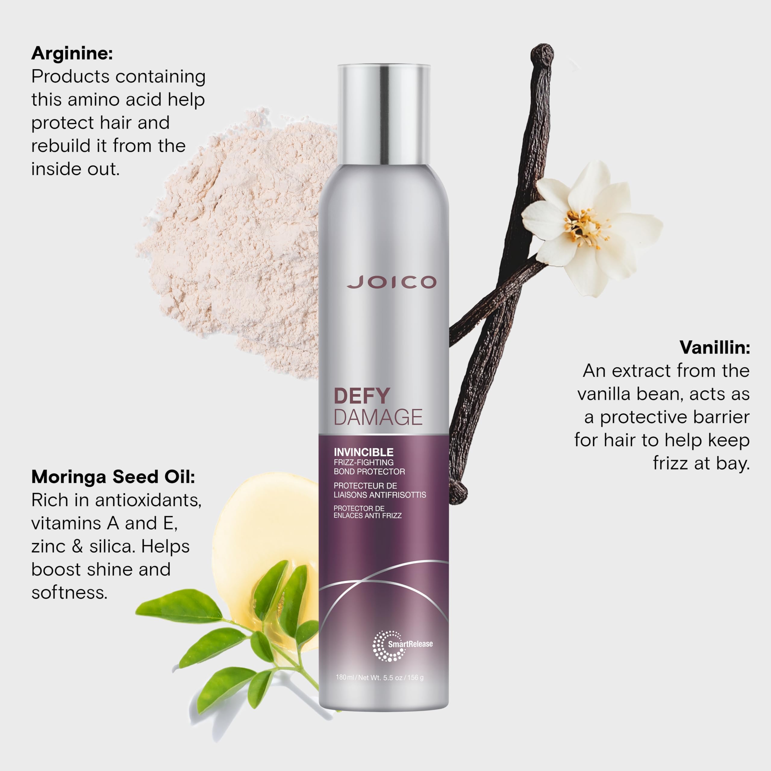Joico Defy Damage Invincible Frizz-Fighting Bond Protector | 24 Hour Frizz Protection | Thermal Heat & Humidity Protection | Boo