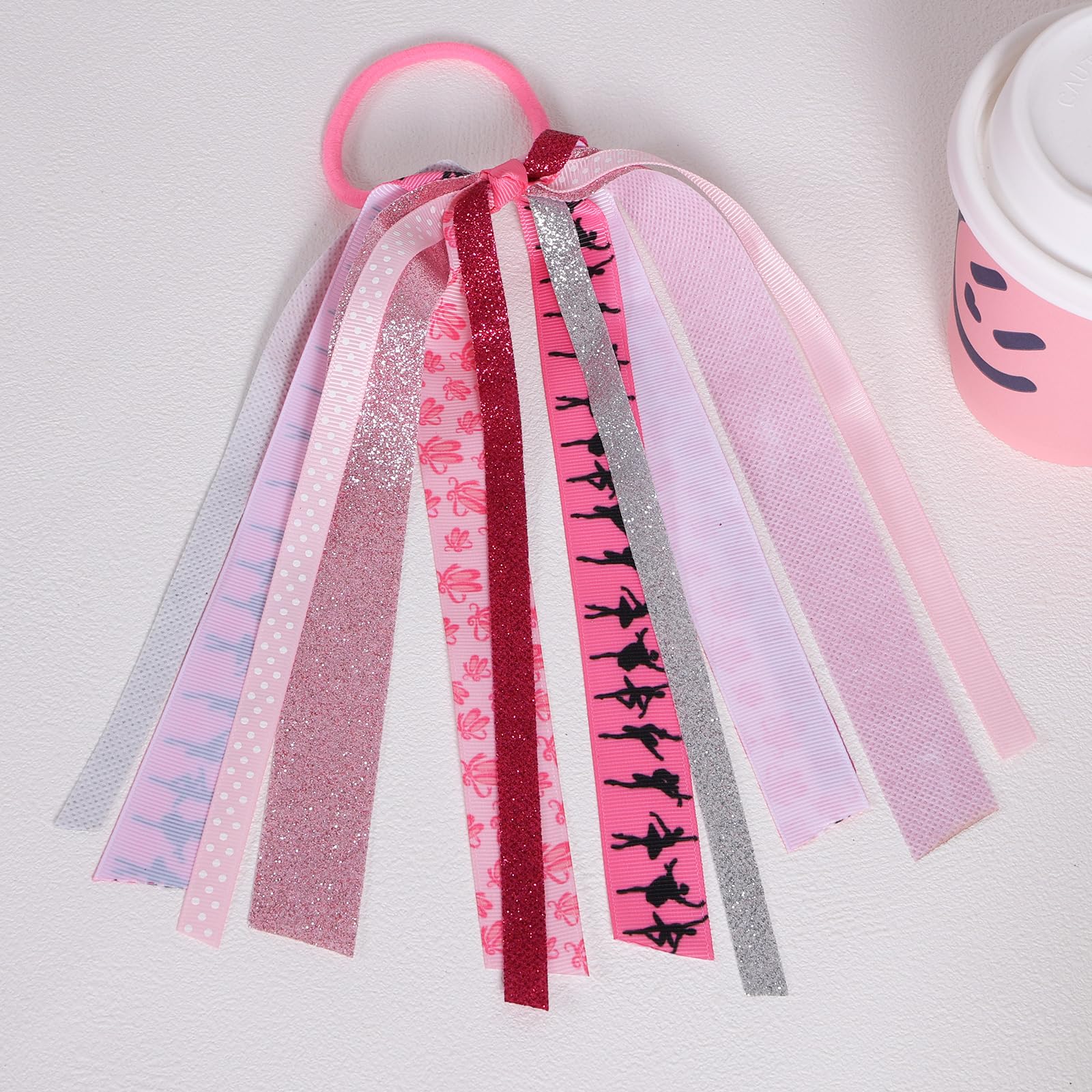 8.7-Inch Bumble Bee Ponytail Streamer Elastic Hair Tie Glitter Yellow Black Hair Ribbon Bow Pony Holder for Women Girls Spring H