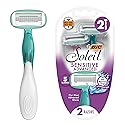 Bic Soleil Sensitive Advanced Women'S Disposable Razors With 360 Moisture Strips For Enhanced Glide, Shaving Razors With 5 Blade