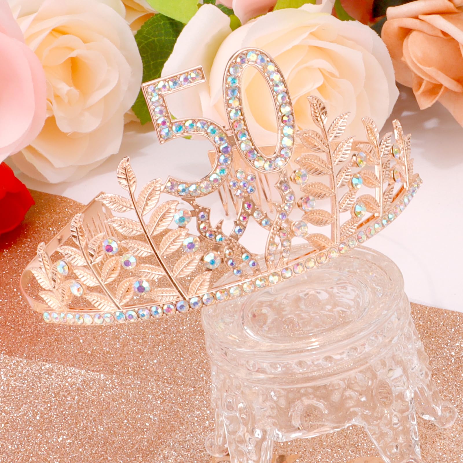 Chanaco 50Th Birthday Sash And Crown 50 & Fabulous Birthday Sash Set 50Th Birthday Party Favor Birthday Party Decoration For Her