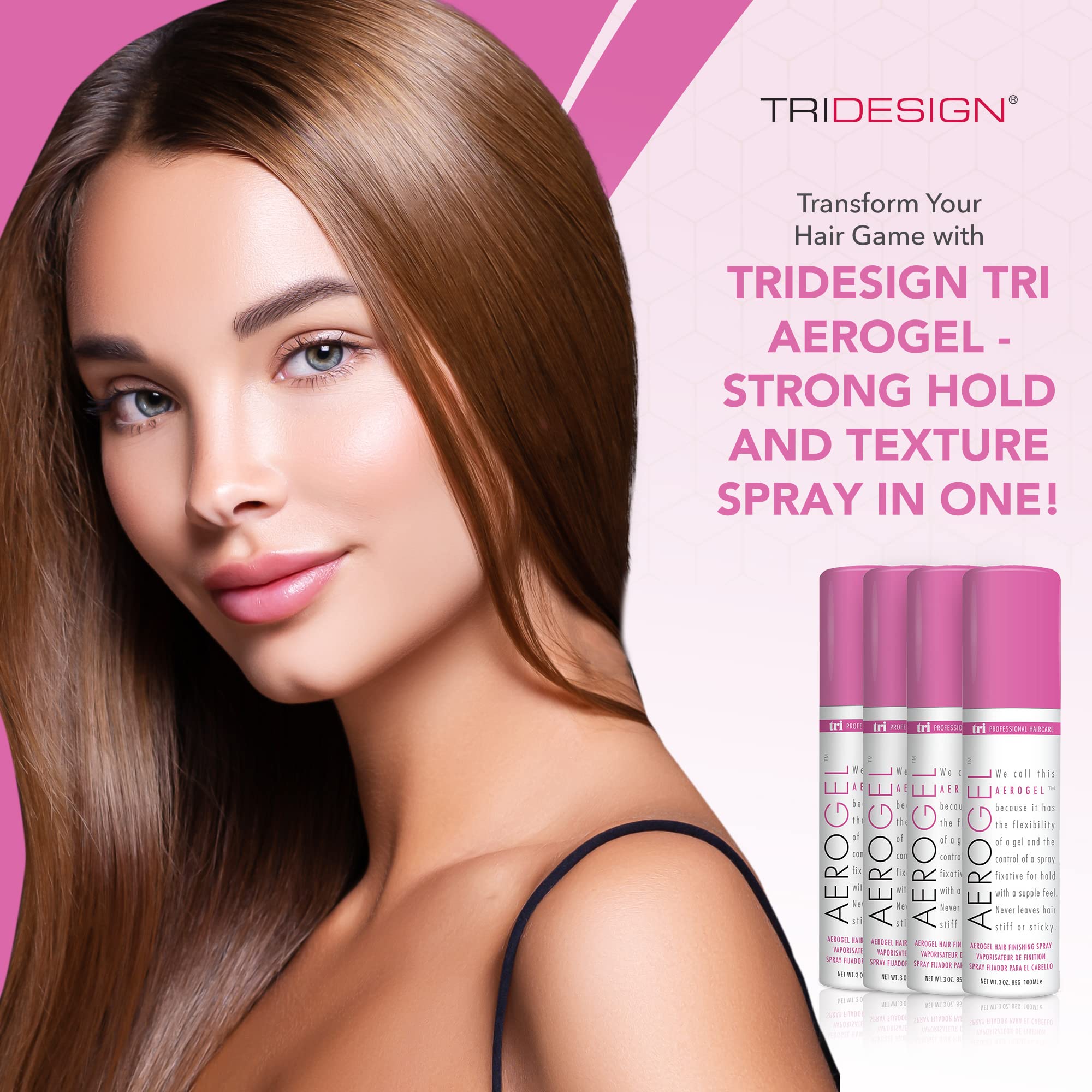 Tri Design Aerogel Hair Spray - Extra Hold, Free & Clear Hairspray Firm Hold For Women And Men, Travel, Volume Fixer & Non-Stick