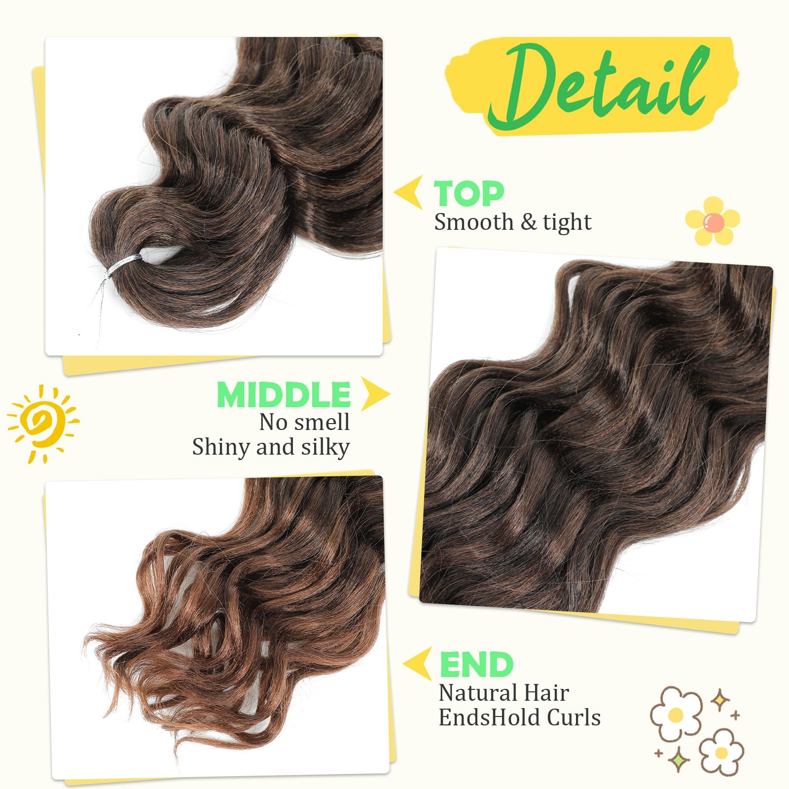 Ocean Wave Crochet Hair 18Inch 7Packs, Wet And Wavy Braiding Hair For Black Women, Deep Wave Crochet Hair Curly Braiding Hair Ex