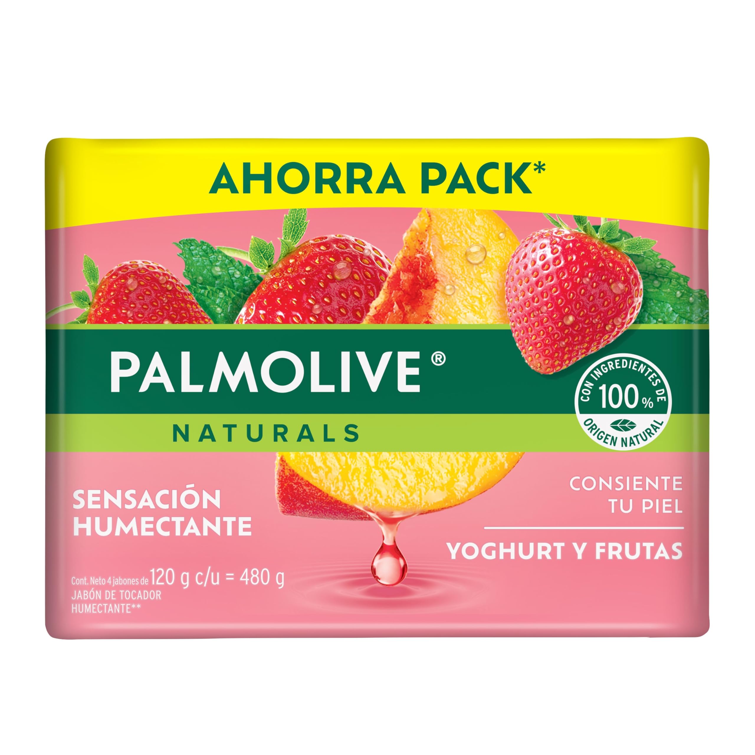 Palmolive Naturals Yoghurt and Bar Fruit Toilet Soap, 150 g, 4 Pieces