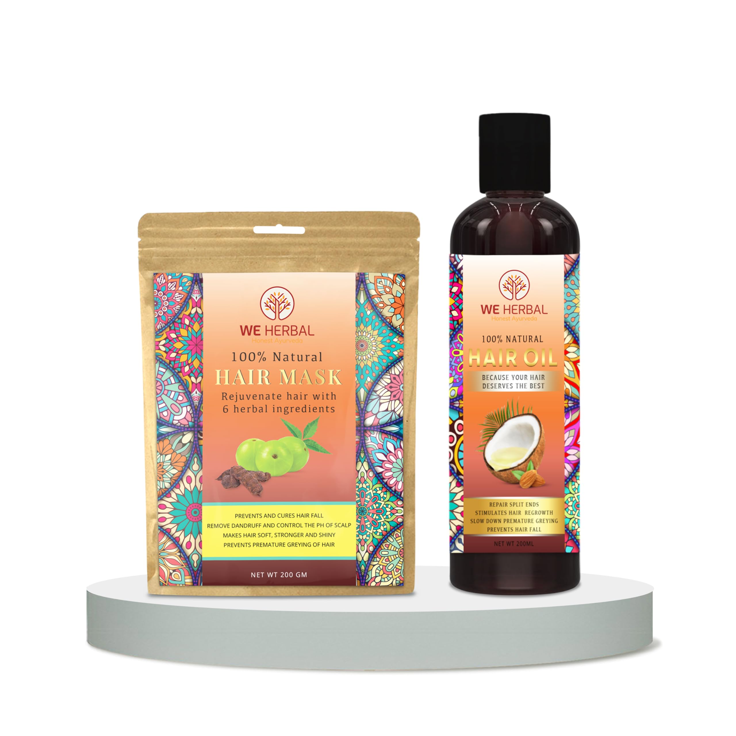 We Herbal Natural Hair Growth Oil 200Ml & Hair Mask 200G, Chemical Free Deep Conditioning Hair Treatment, Hair Fall Control, Nou