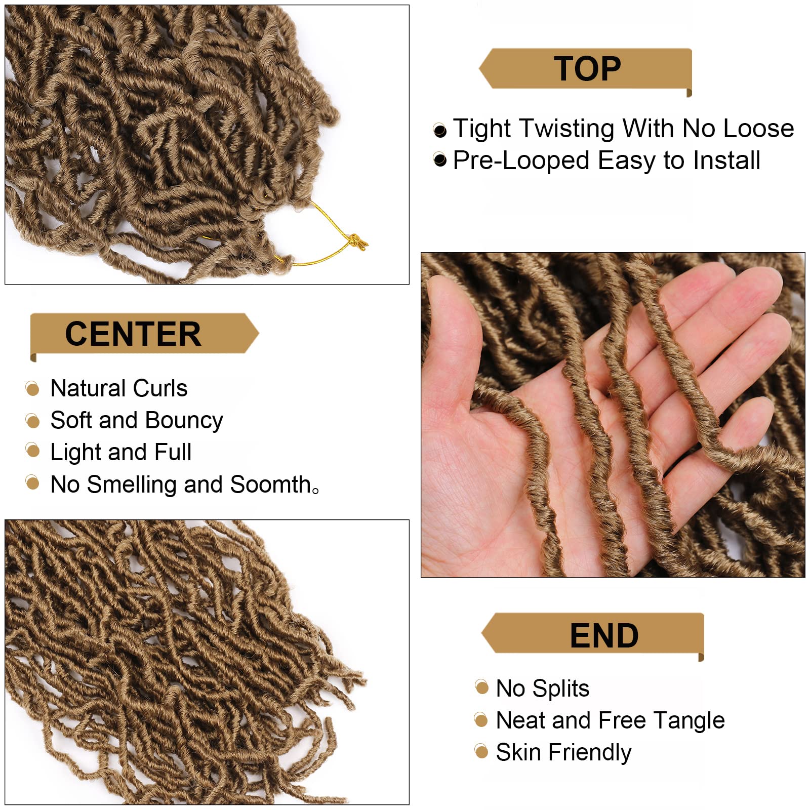 16 Inches Faux Locs Crochet Hair 7 Pcs Soft Locs Crochet Hair Goddess Locs Hair Extensions Dark Blonde