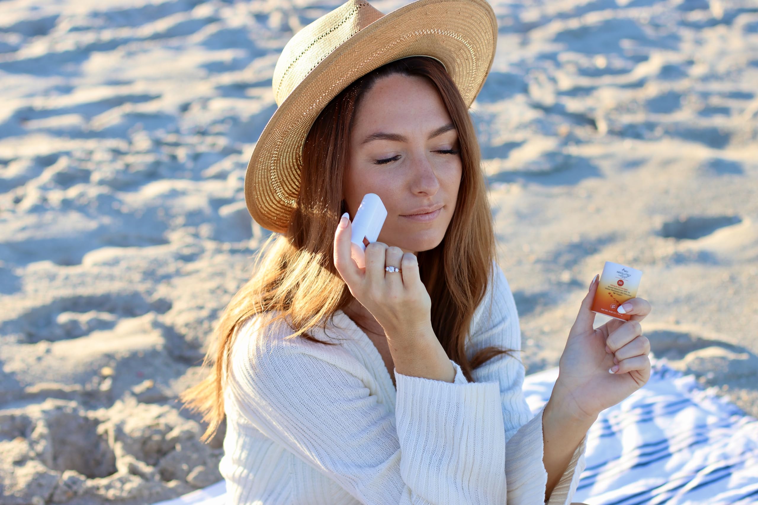 Absolutely Natural Spf 50 Mineral Sunscreen Stick With Rose Hips Oil, Cruelty Free And Reef Safe, Vegan Blend For Face And Body,