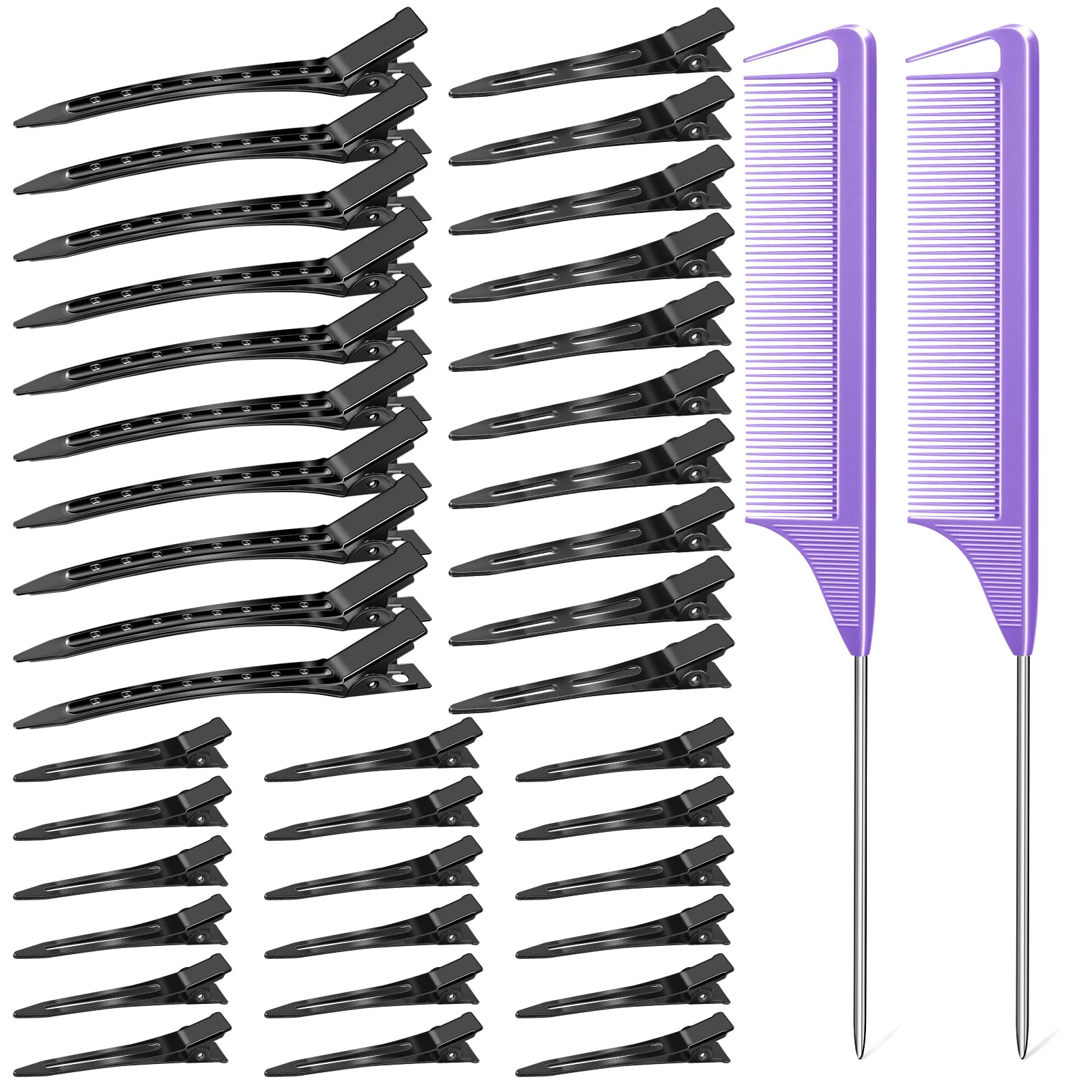 70Pcs Women'S Hair Accessories Set - Morgles Black Flat Clips, Combs For Stylists, Alligator Clips For Rollers And Coloring Salo