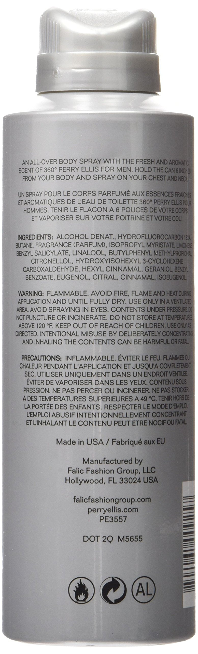 Perry Ellis 360 Body Spray, 6 Ounce
