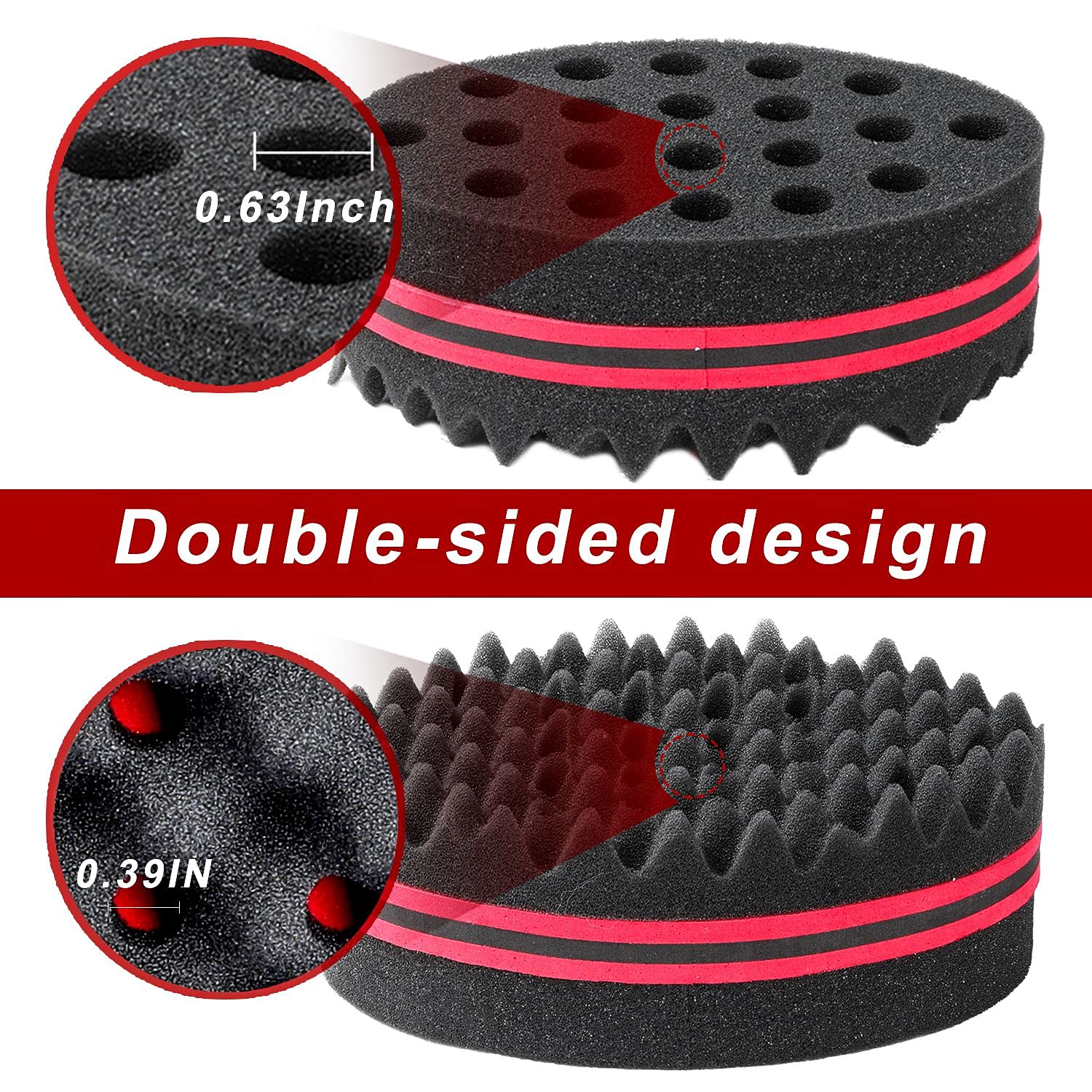 Supaze 3Pcs Hair Sponge Set for Afro Curls, Black, One Size, Includes Metal Afro Pick