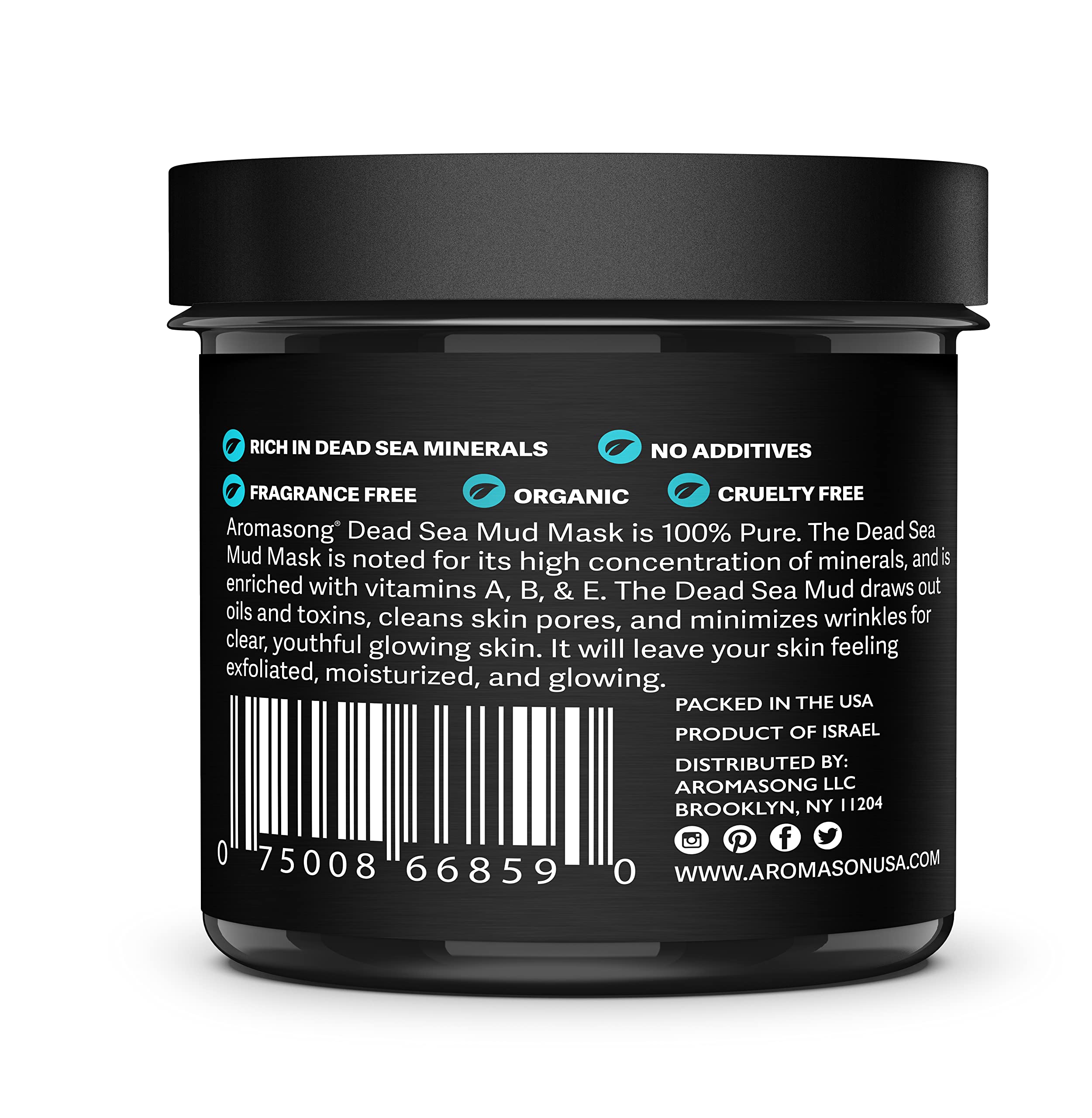 Aromasong 100% Pure Dead Sea Mud Mask for Face - Cleansing Natural Skin Care for Women and Men to Help Reduce Acne and Pores