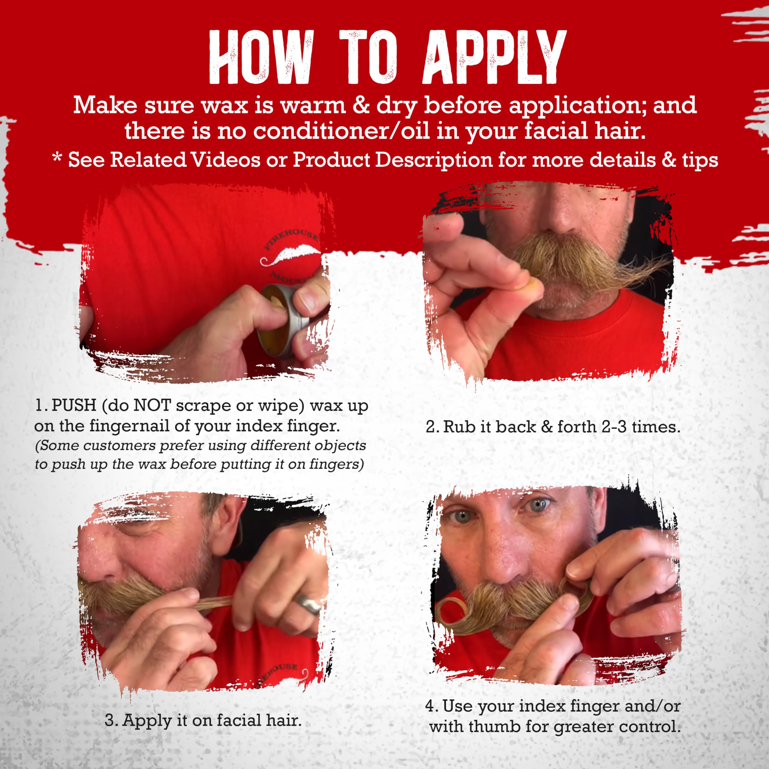 Firehouse Moustache Wax Light - For Beard & Mustache Shaping, Naturally Scented & Colored All-Weather Mustache & Beard Wax (1 Ou