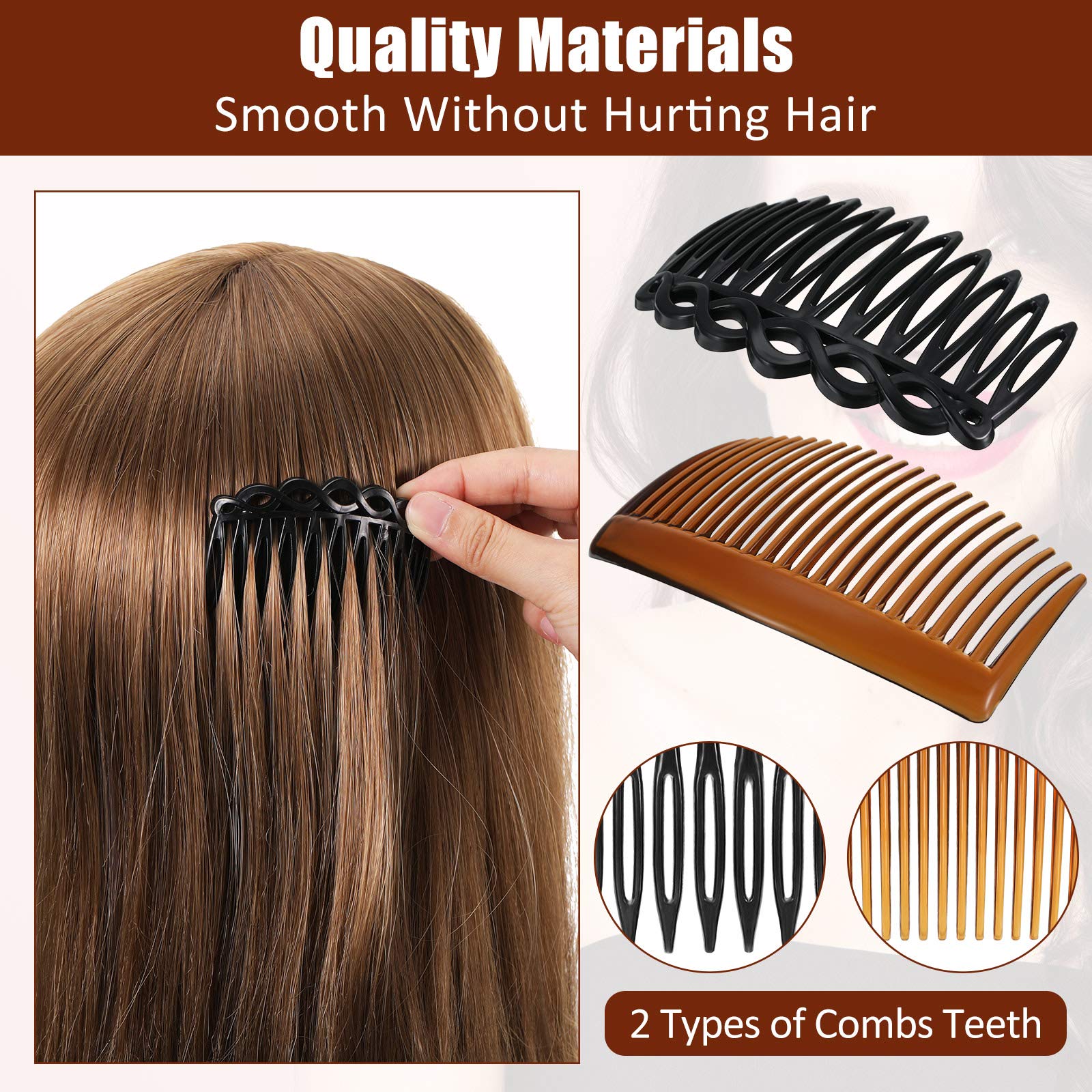 24 Pieces French Hair Side Combs Set Plastic Twist Comb Hair Clip Combs Accessories For Girls Women (9/11 /23 Teeth Side)