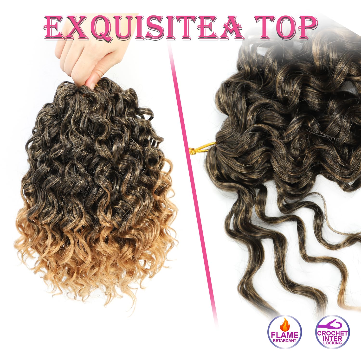 Gogo Curl Crochet Hair 10 Inch Short Curly Crochet Hair For Black Women Beach Curl Water Wave Curly Crochet Braids Hair, Deep Wa