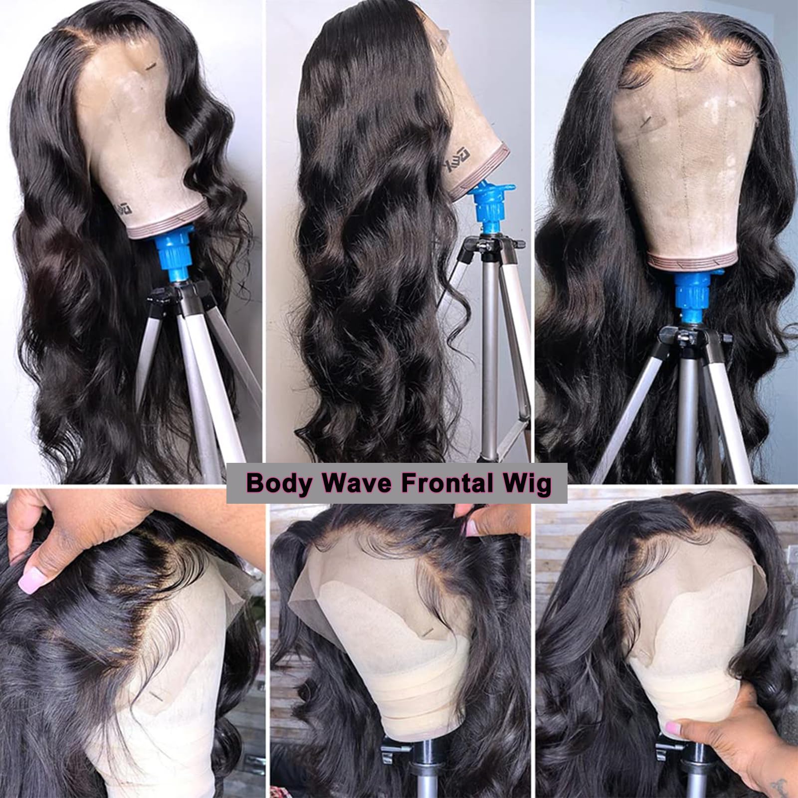 Lemoda 13X6 Full Lace Frontal Wig 180 Density Body Wave Lace Front Wigs Human Hair Transparent Lace Pre Plucked 12A Brazilian Vi