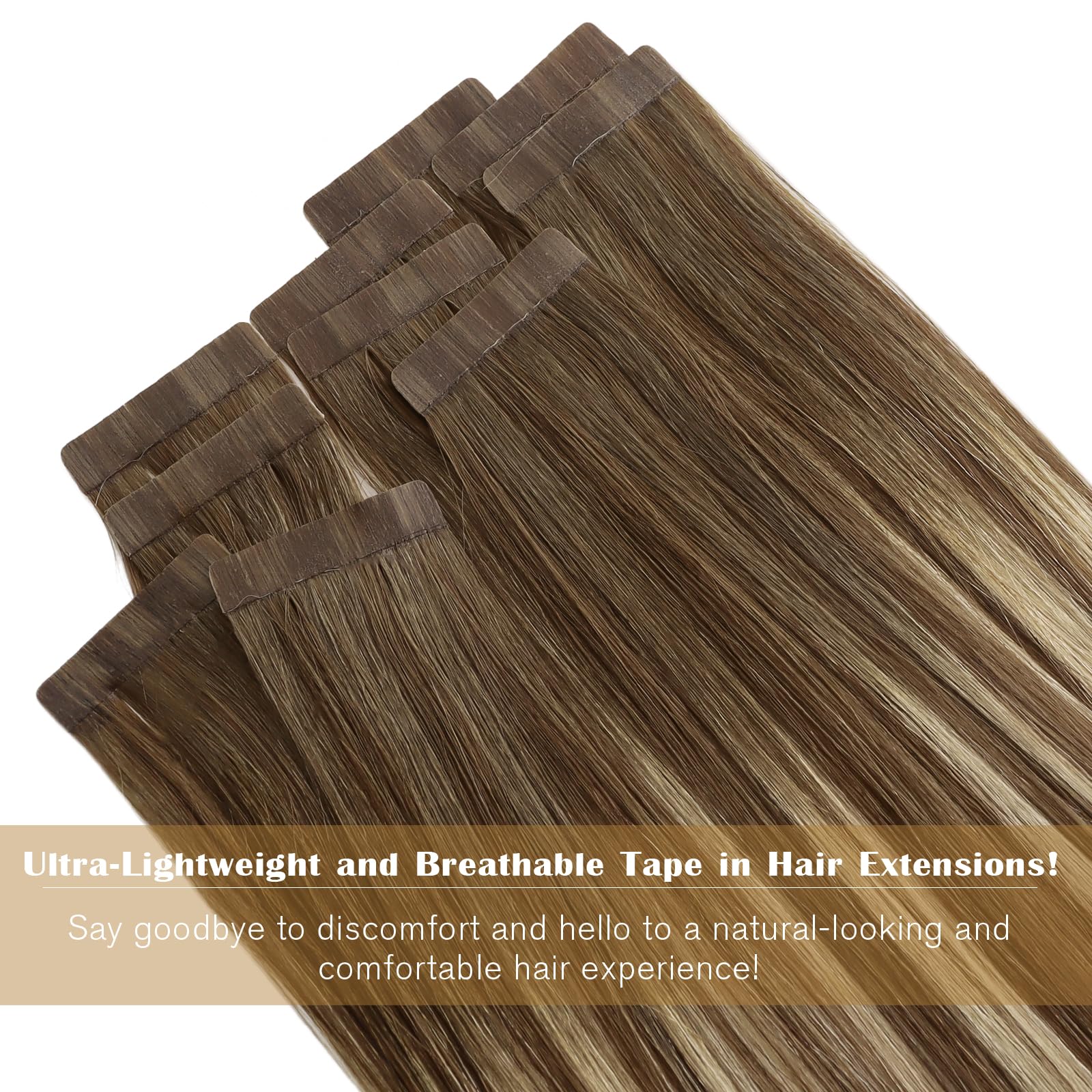 Ve Sunny 24Inch Ombre Tape In Hair Extensions Brown Hair Tape In Extensions Real Human Hair Balayage Light Brown Ombre Platinum