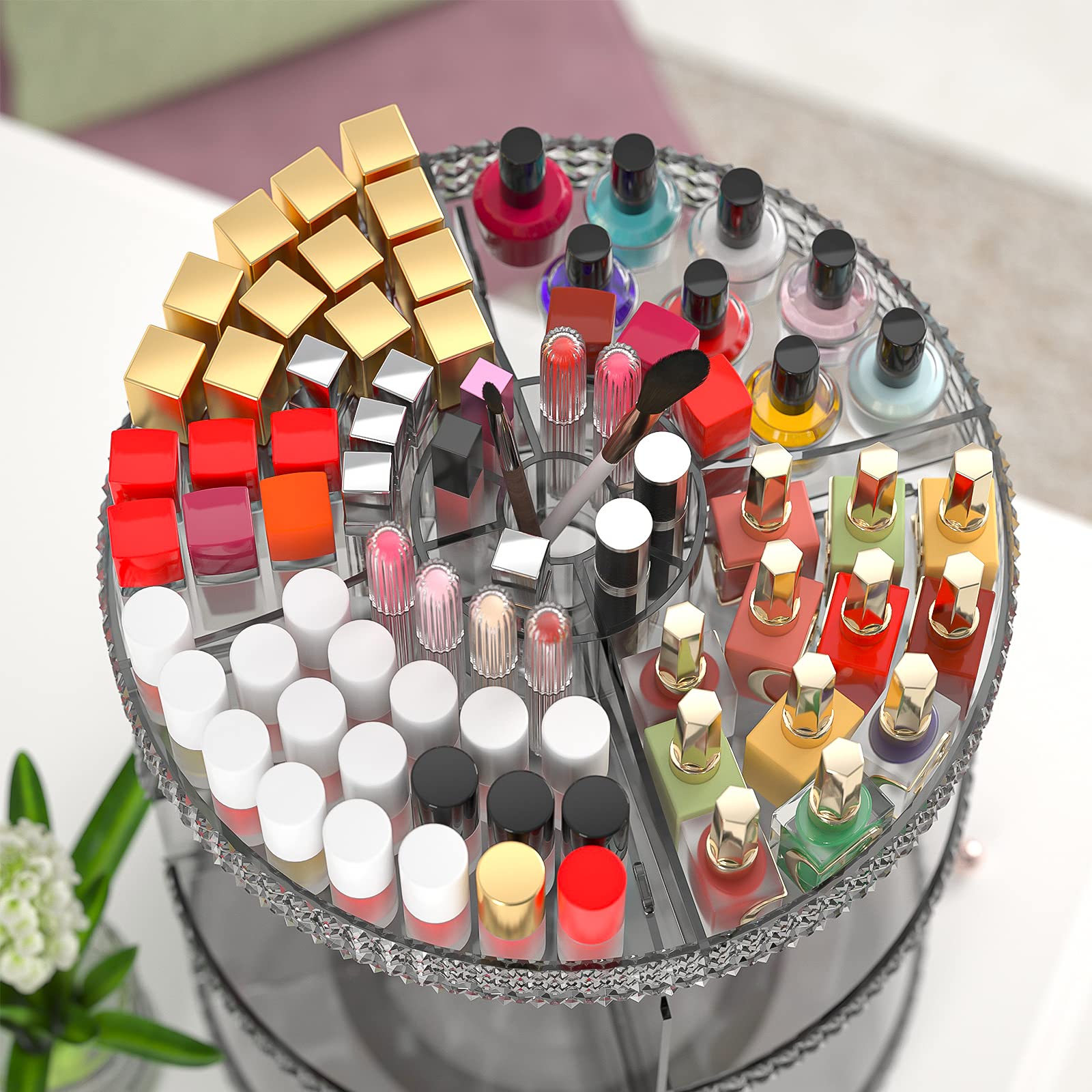 Rotating Makeup Organizer Countertop, Acrylic Makeup Storage Organizer Round, Large Cosmetic Organizer 7 Layers Large Capacity,