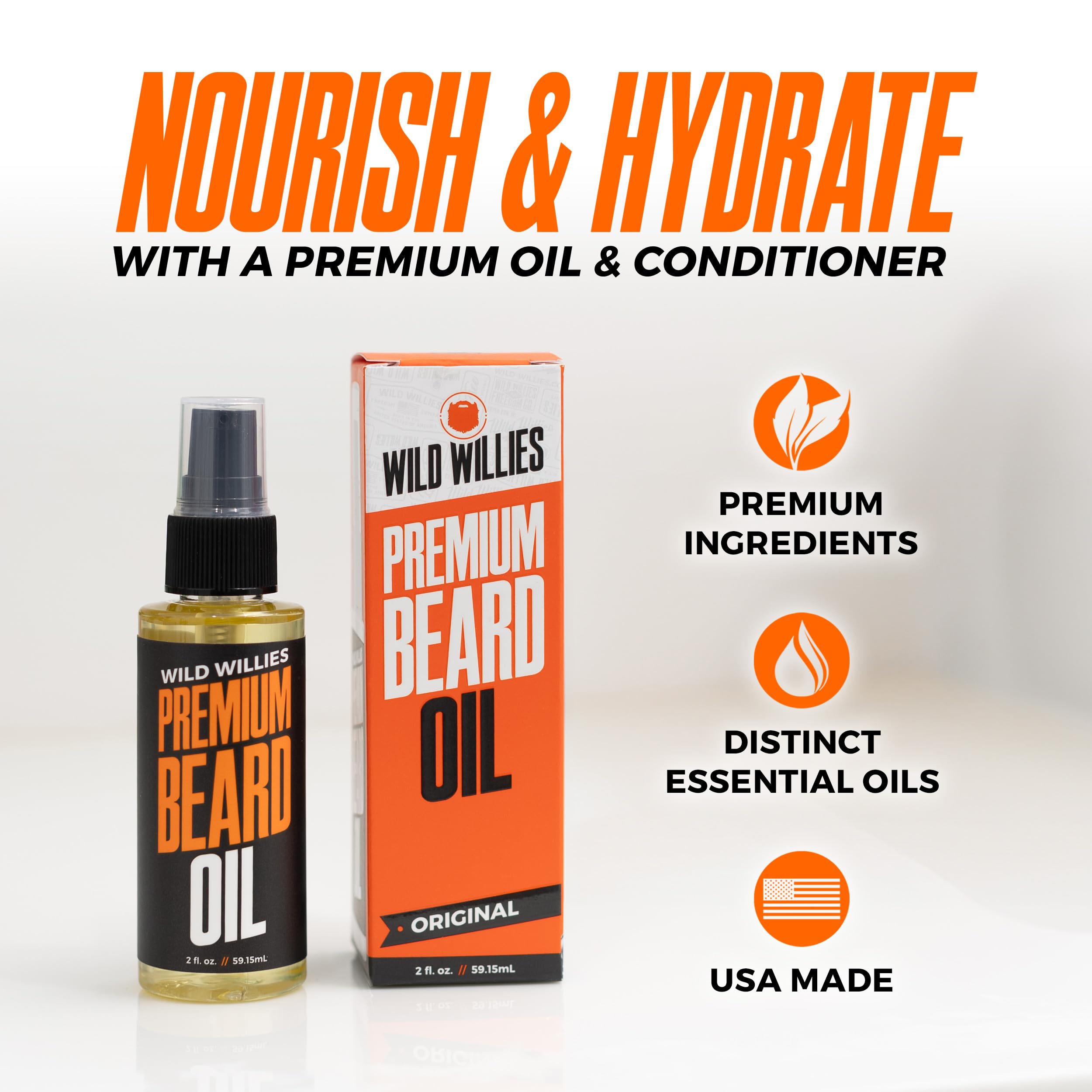 Wild Willies Premium Beard Oil & Conditioner - Beard Softener Hydrates Facial Hair - Beard Growth Oil For Healthy Mustache & Men