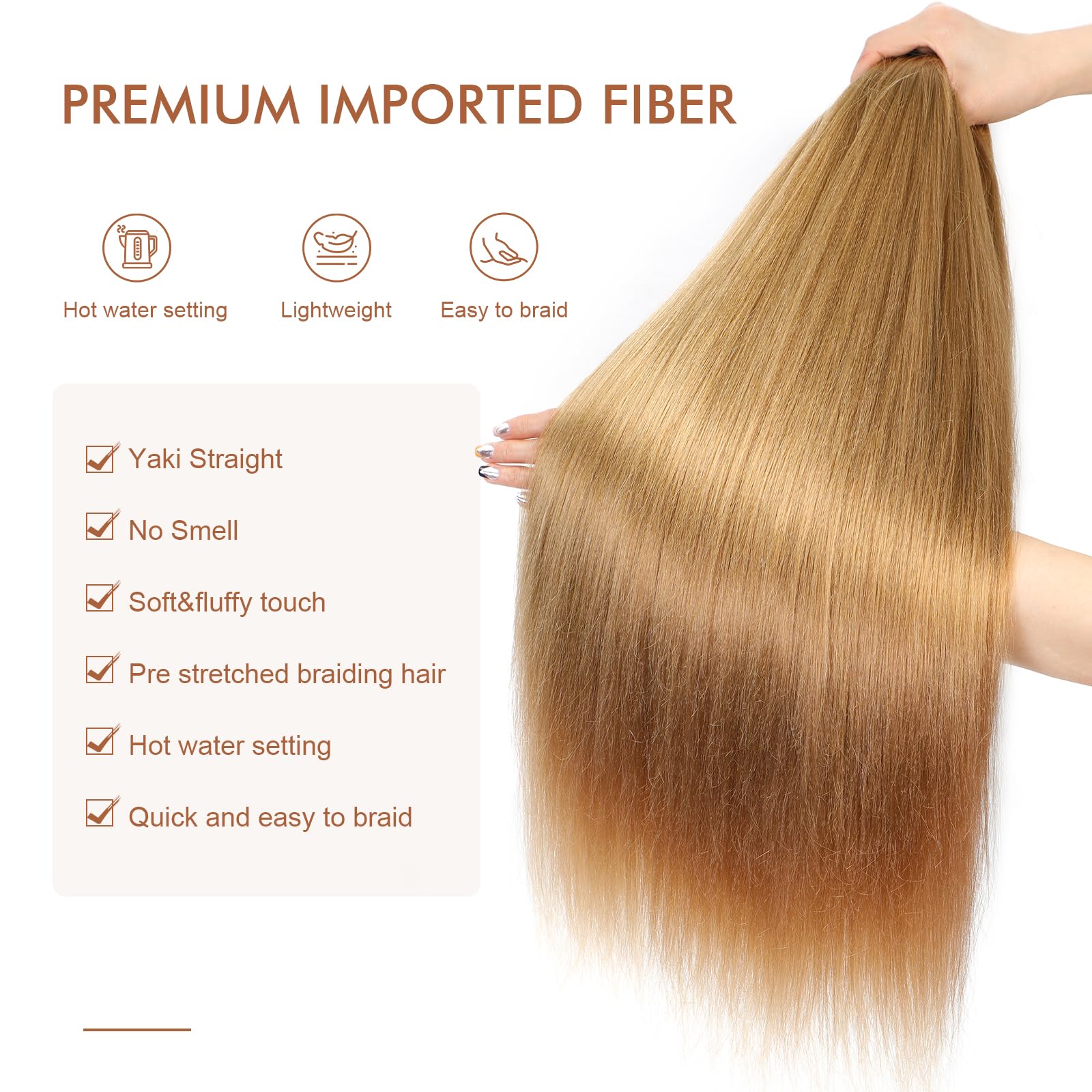 Difunee Pre-Stretched Braiding Hair - 16 Inch 8 Packs Blonde Short Braiding Hair For Twist Or Box Braids, Yaki Texture Hot Water