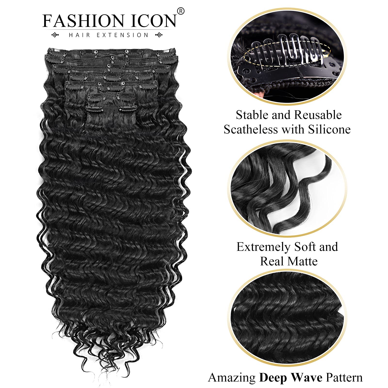 Clip In Hair Extensions Synthetic Hair Clip In 140G 7Pcs/Lot Japanese Heat Resistant Fiber Hairpieces Deep Wave/ Body Wave/Strai