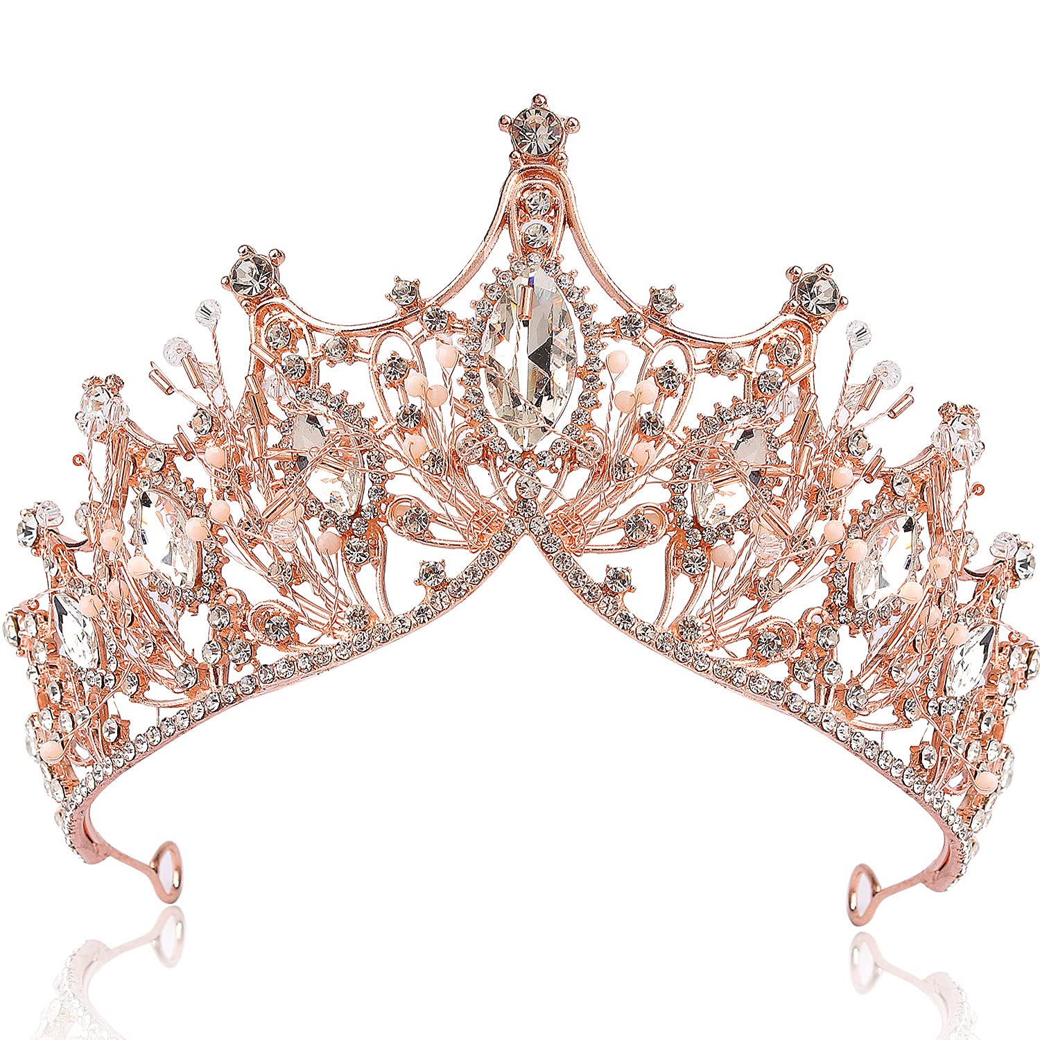 COCIDE Rose Gold Tiara and Crown for Women Crystal Headband for Girls Mermaid Queen Head Band Princess Hair Accessories for Birt