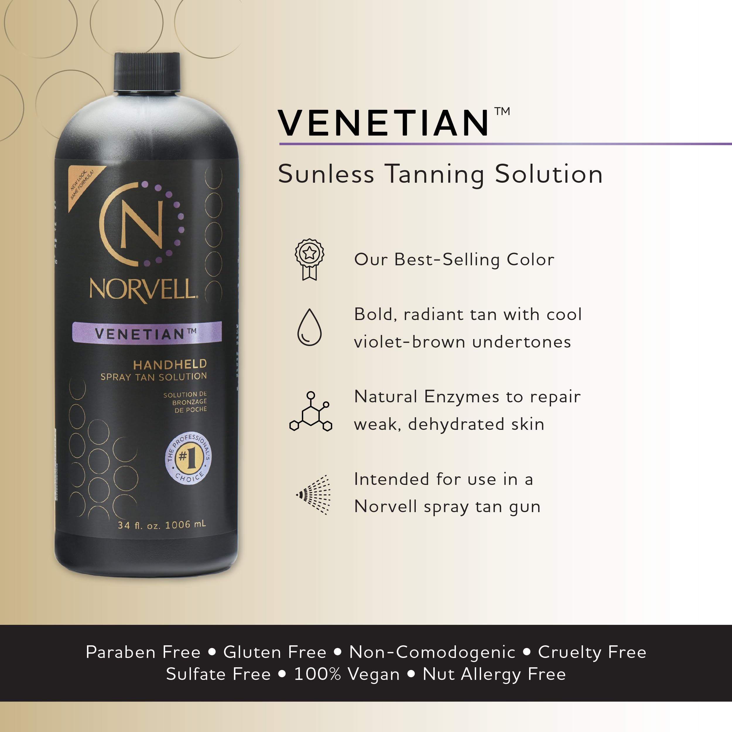 Norvell Premium Sunless Tanning Solution - Venetian, 1 Liter