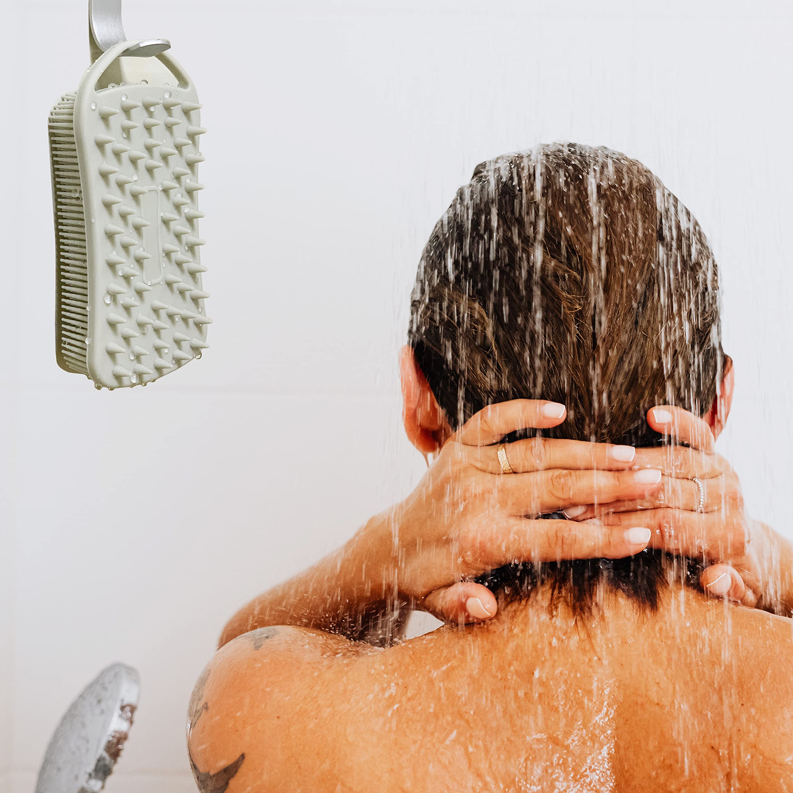 2 Pc Silicone Exfoliating Body Scrubber, 2 In 1 Silicone Body Shampoo Brush, Soft Silicone Loofah For Sensitive Skin, Shower Sil