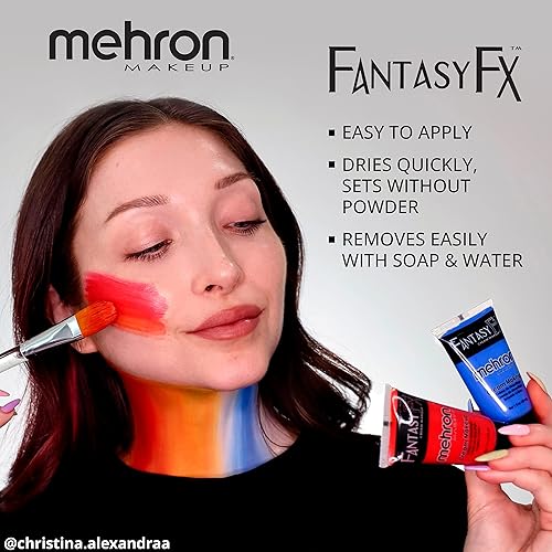 Mehron Makeup Fantasy Fx Cream Makeup  Water Based Halloween Makeup  Red Face Paint & Body Paint For Adults 1 Fl Oz (30Ml) (Red)
