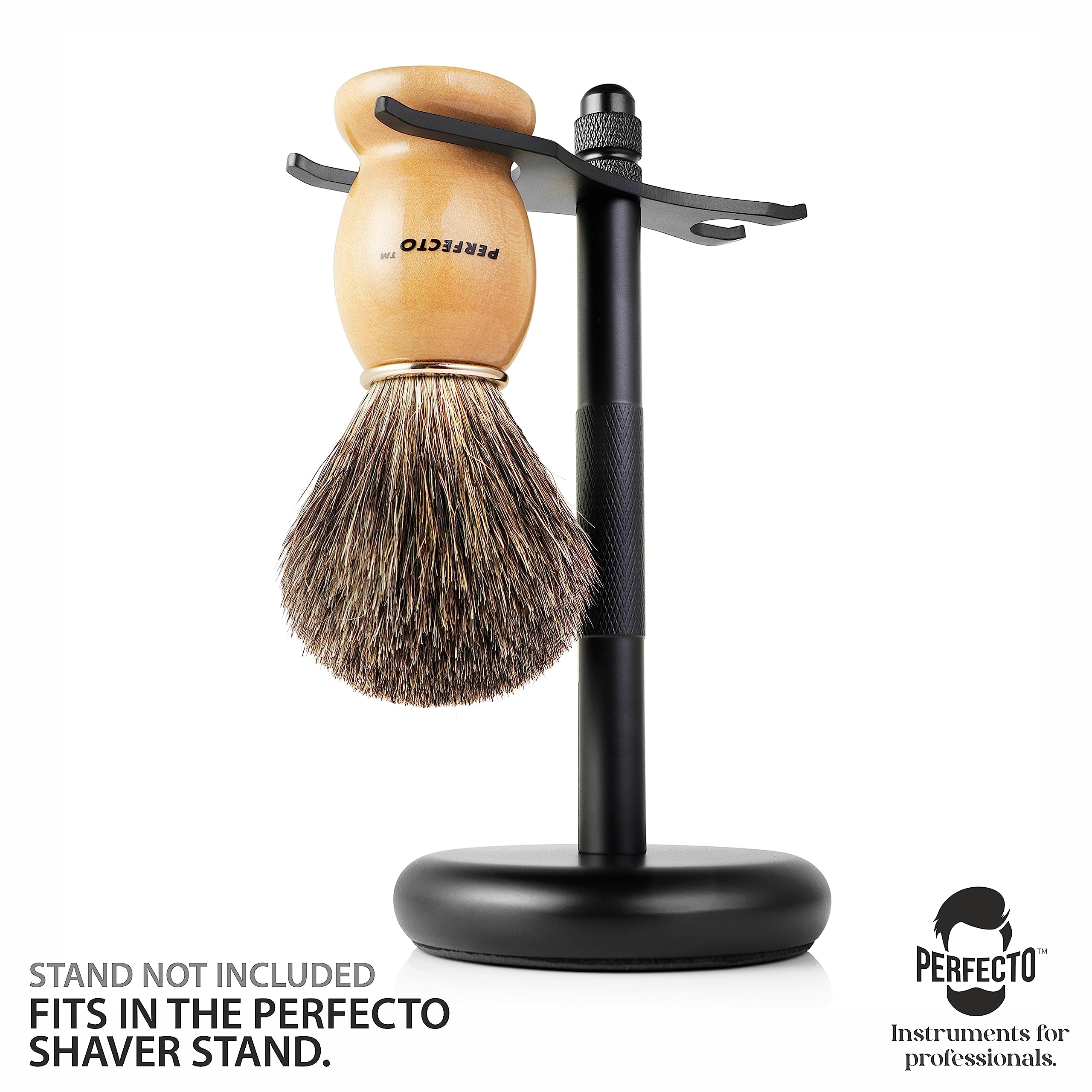 Perfecto 100% Original Pure Badger Shaving Brush, Engineered For The Best Fathers Day Gift. All Methods, Safety Razor, Double Ed