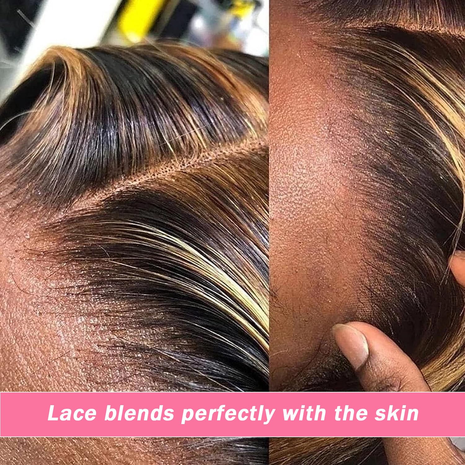 Blockice Highlight Ombre Lace Front Wigs Human Hair Pre Plucked 13X4 Hd Honey Blonde Lace Frontal Wig Human Hair 150% Density 4/
