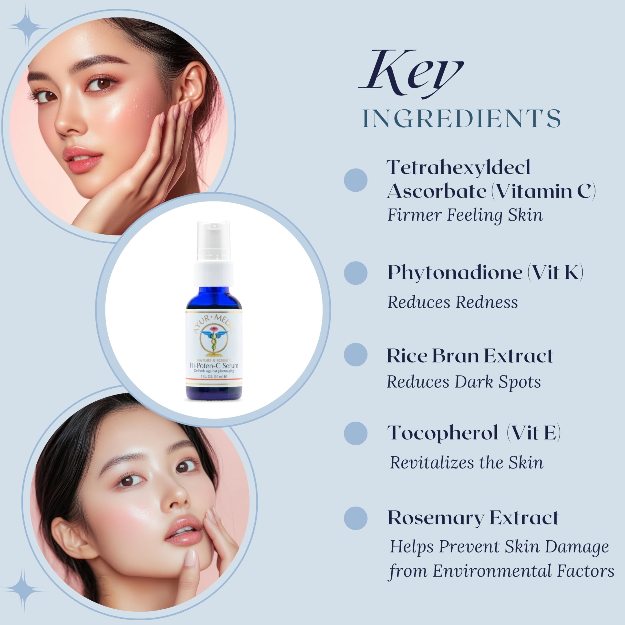 Ayur Medic Hi-Poten-C Serum - Vitamin C Face Serum, With 10% BV-OSC Stable Vitamin C, Vitamin E, Neossance Squalane, and Antioxi