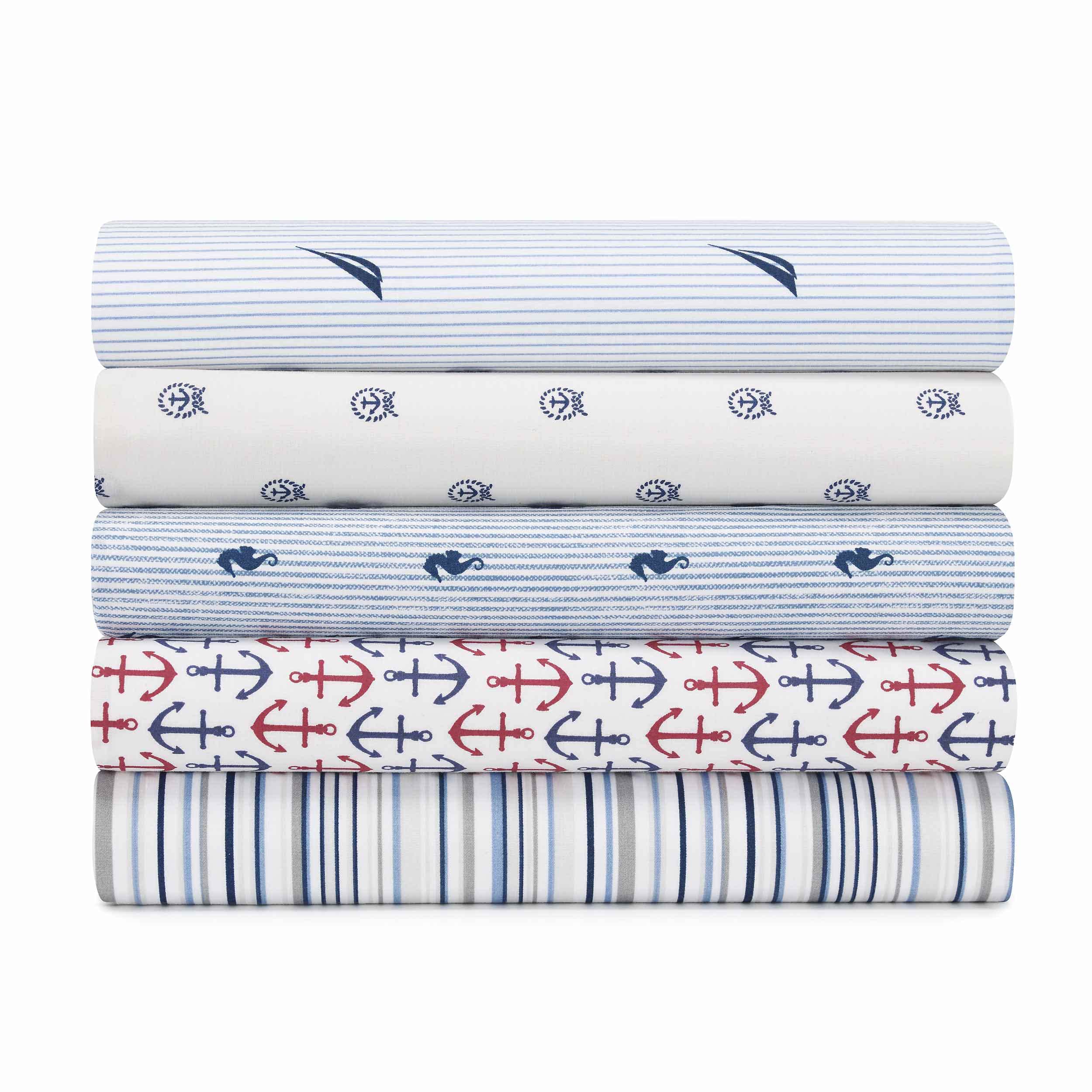 Nautica - Percale collection - Bed Sheet Set - 100 cotton, crisp  cool, Lightweight  Moisture-Wicking Bedding, Queen, Audley,Blu