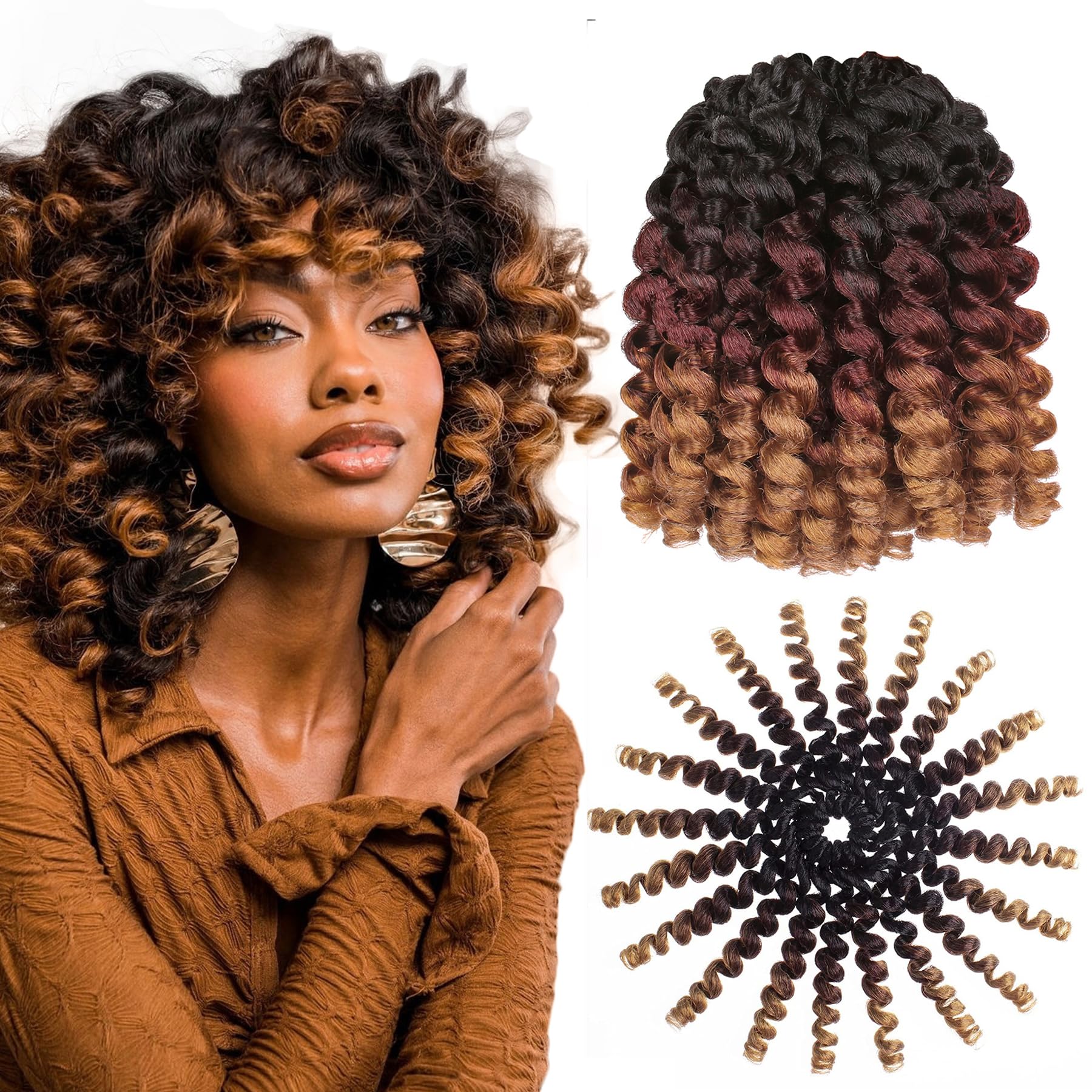 5 Packs Wand Curl Hair 8inch Jamaican Bounce Synthetic Crochet Twist Braids Hair Extension 20strands/pack Xtrend Hair (1B3027#, 