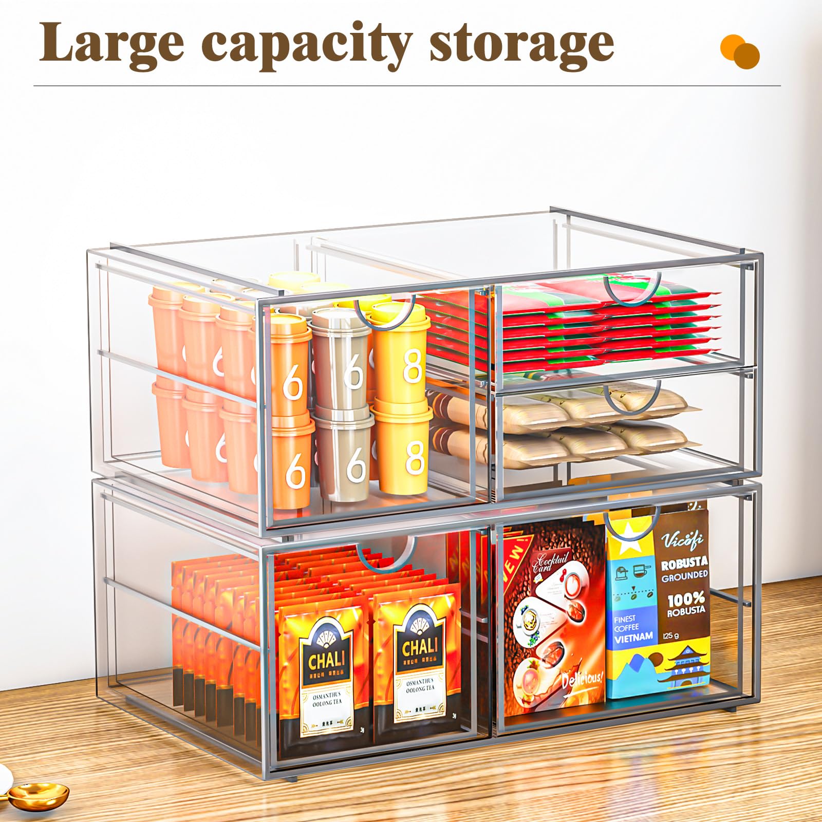 Yfxcvsl Arcylic Makeup Organzier With 5 Drawers, Clear Stackable Storage Drawers, Bathroom Countert Organizer,Plastic Storage Bi