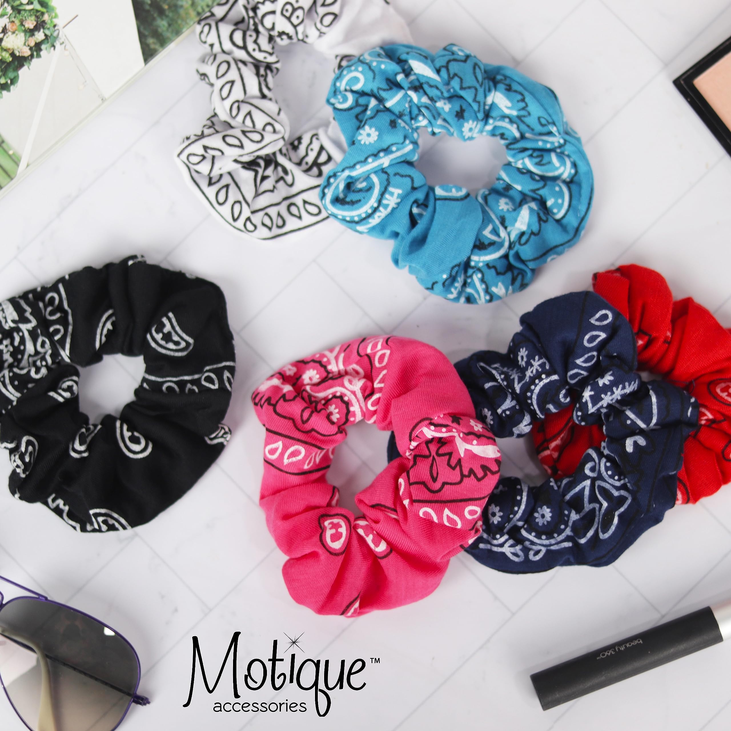 Bandana Scrunchies - Set of 6 - White
