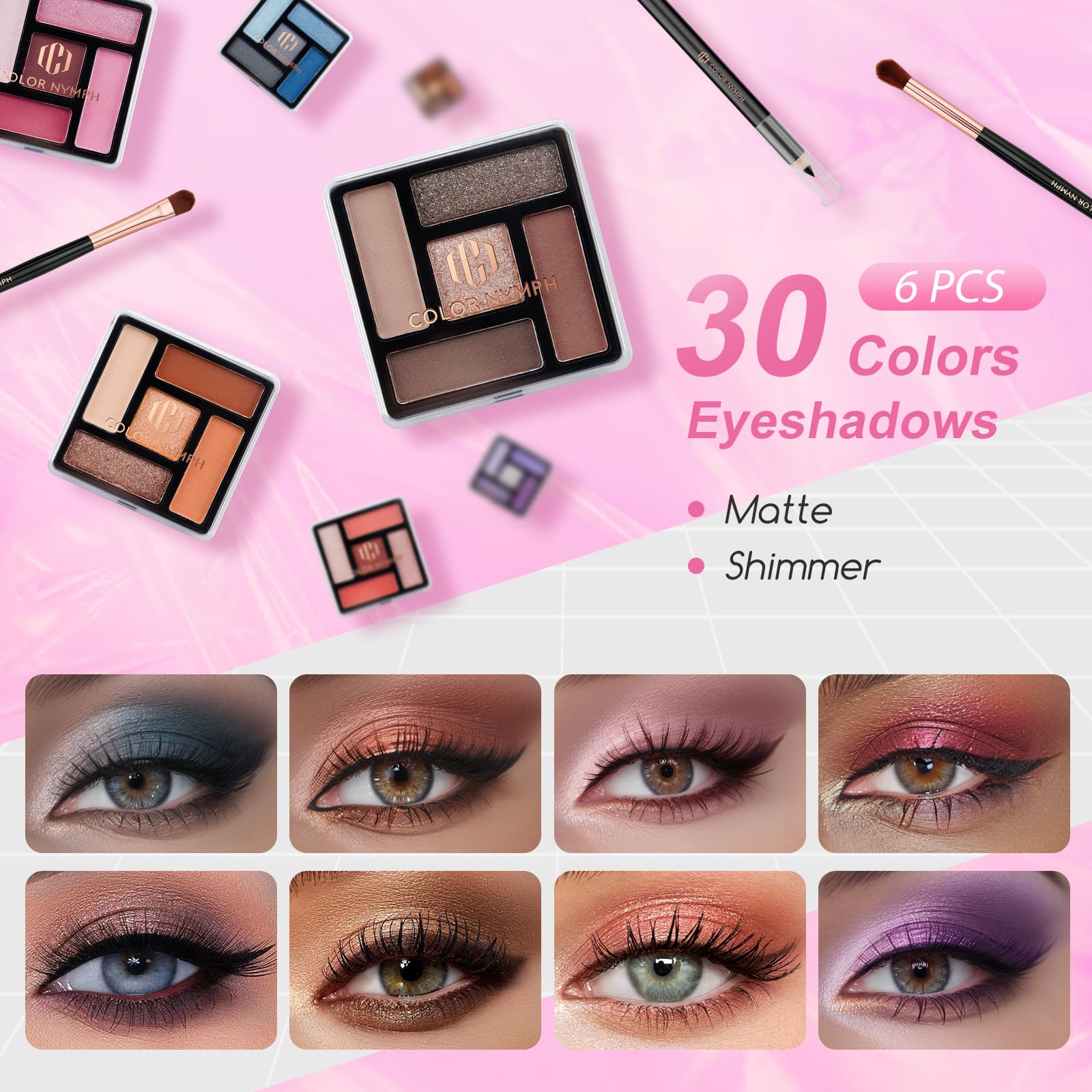 Color Nymph Starter Makeup Kit For Tweens Girls, Train Case For Women Full Kit With Eye Shadow, Lipstick, Blush, Brushes, Lipglo