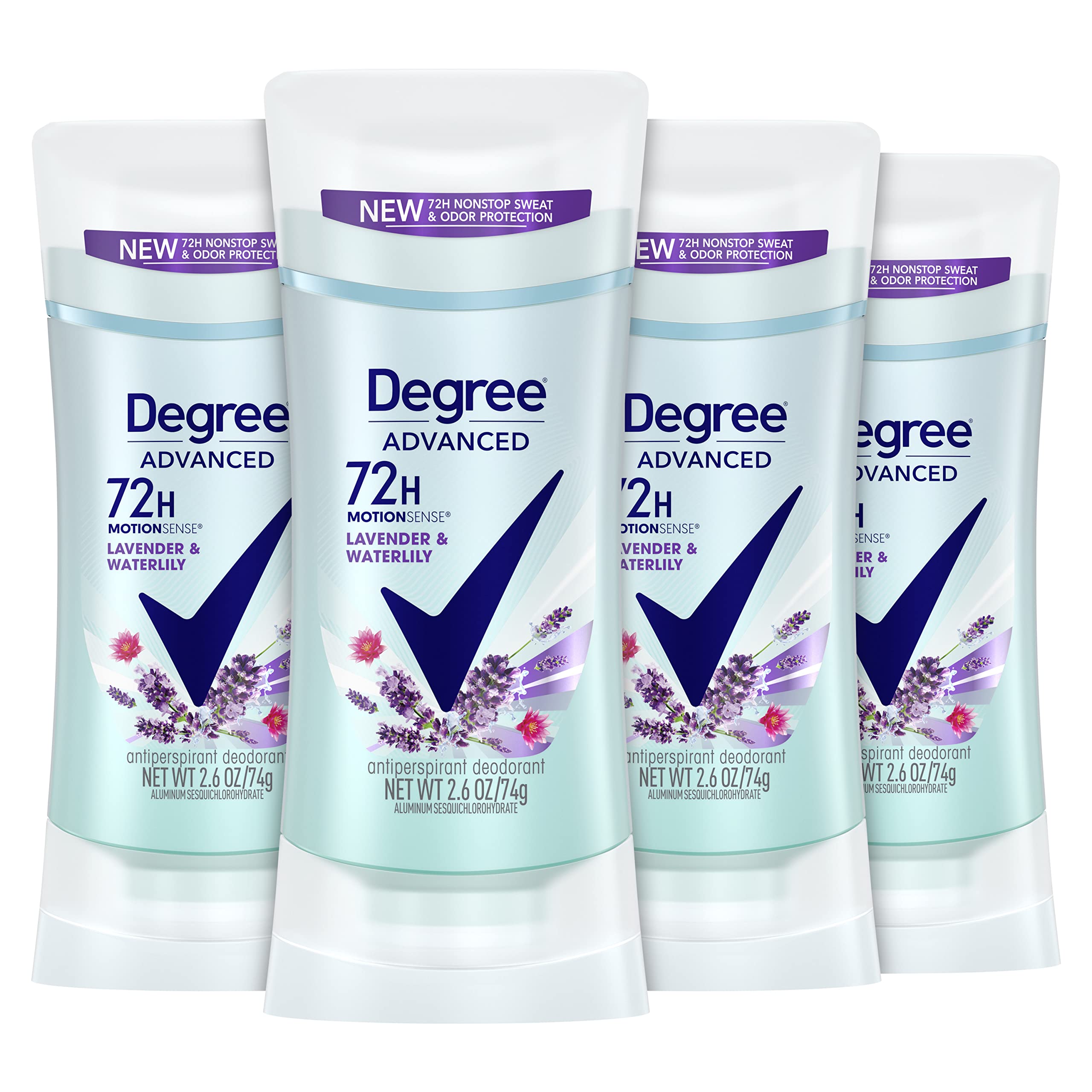 Degree Antiperspirant Deodorant 72-Hour Sweat And Odor Protection Lavender And Waterlily Antiperspirant For Women With Motionsen