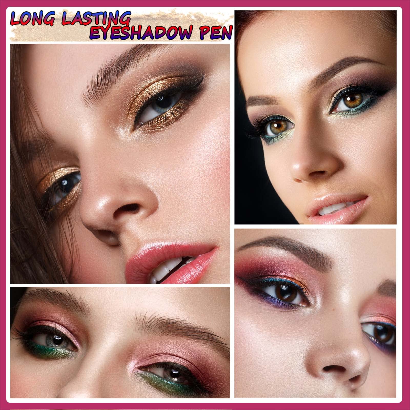 2 In 1 Eyeshadow Stick And Sponge Makeup Brush, Brown Smooth Cream Shimmer Shadow Pencil Long Lasting Waterproof Eye Shadow High