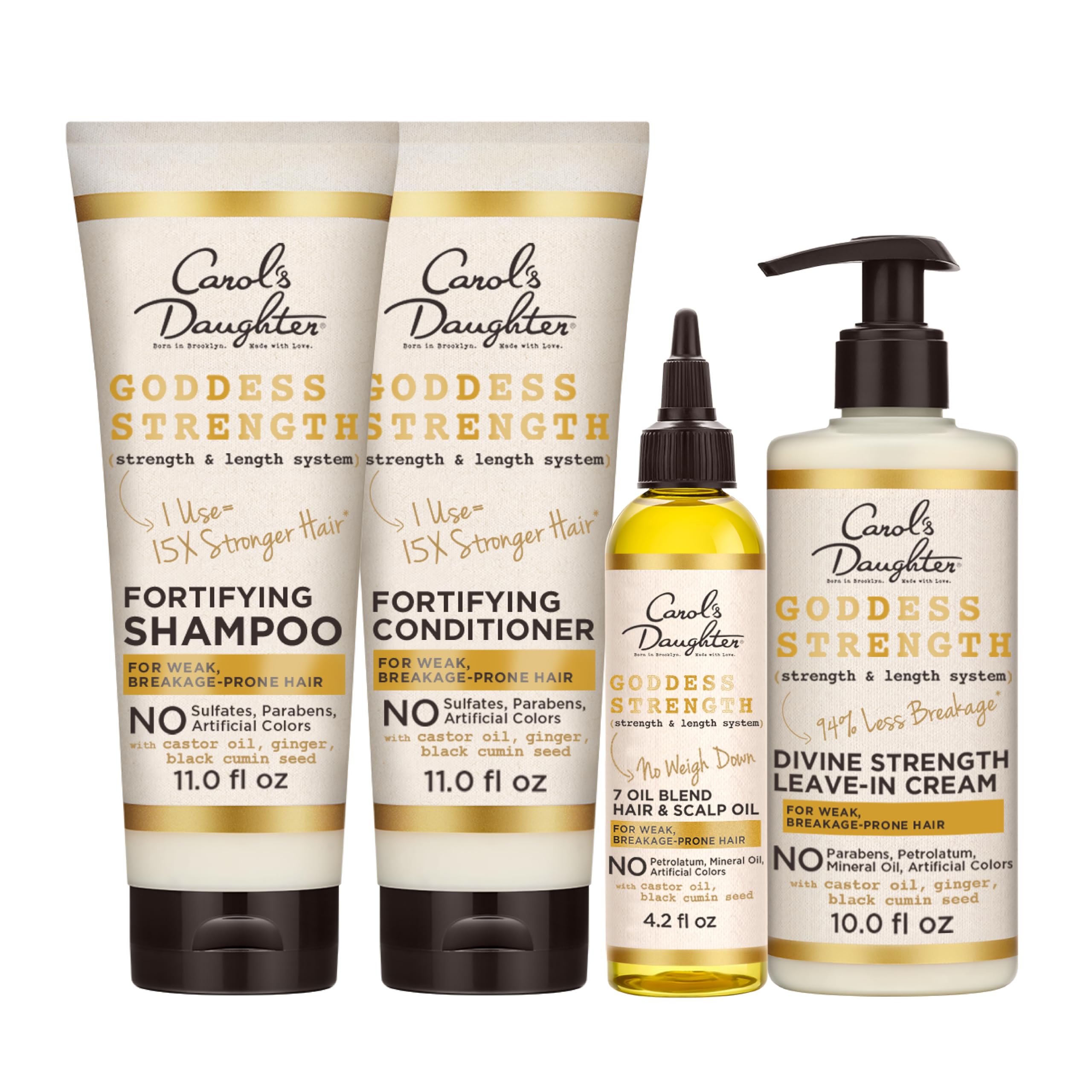 Carol's Daughter X Coco Gauff Goddess Strong Bundle: Hair Care Kit with Shampoo, Conditioner, Leave-In Treatment and Scalp Oil, 