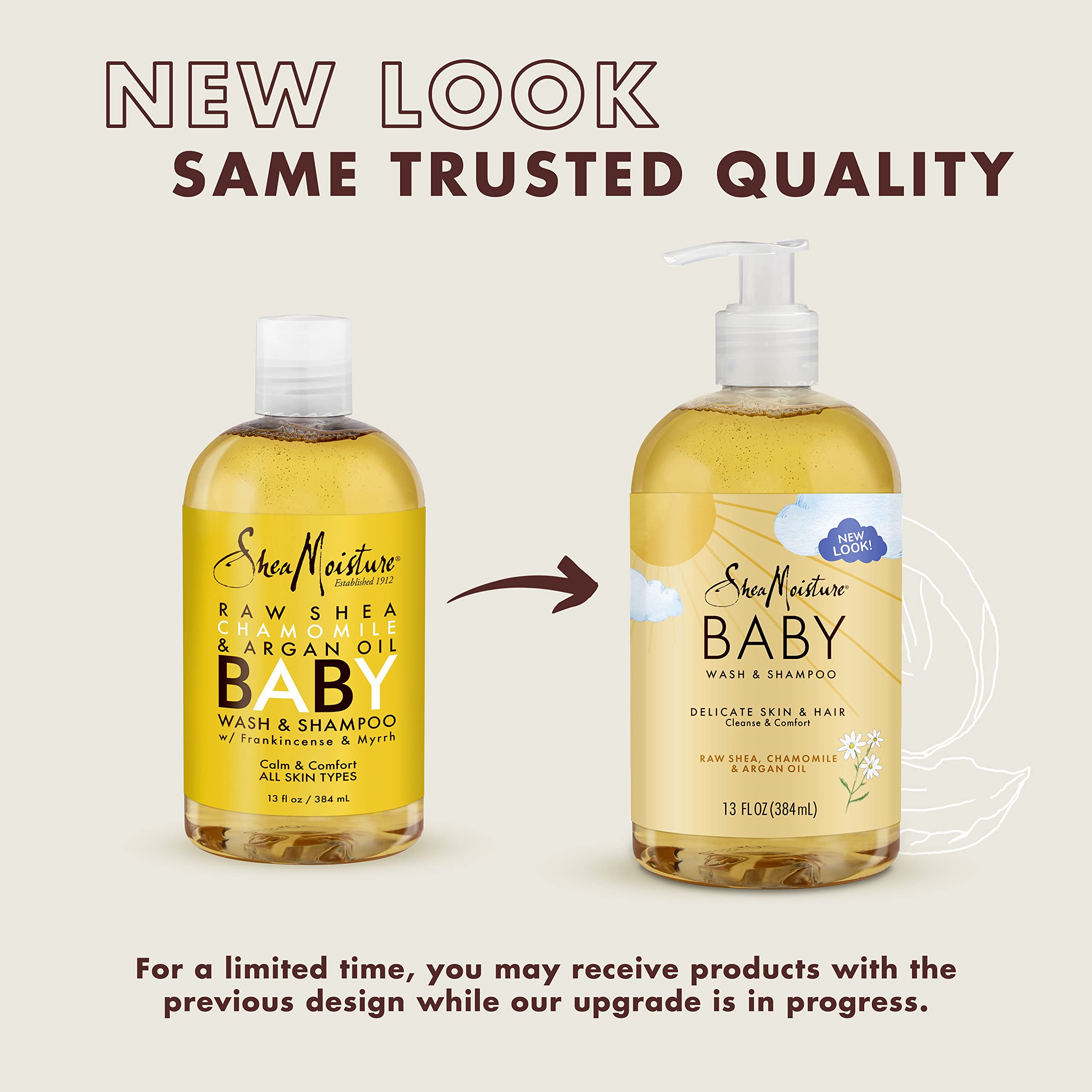 Shea Moisture Raw Shea Chamomile & Argan Oil Baby Wash & Shampoo, Gentle Cleansing, Frankincense & Myrrh, Calming & Comforting f